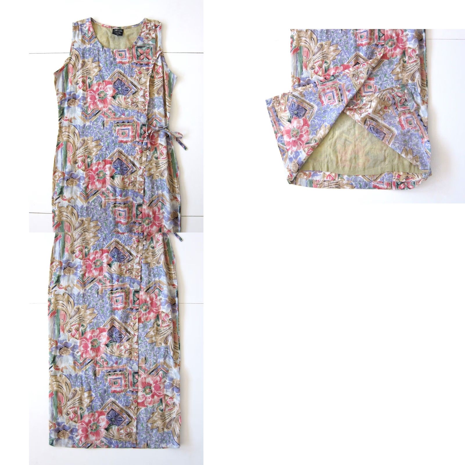 Pinko VINTAGE Zachi Dress Pink Purple Floral Wrap Long Maxi Tank Sun Dress S Size S / US 4 / IT 40 - 8 Thumbnail