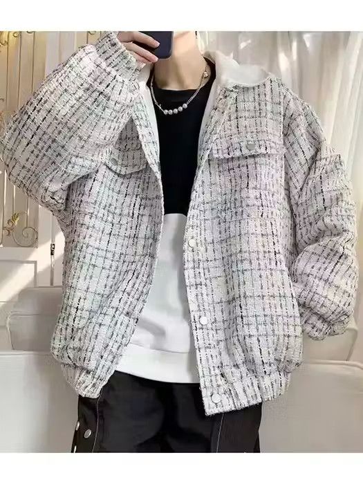 image of Vintage Fashion Jacket With Collar in White, Men's (Size Large)