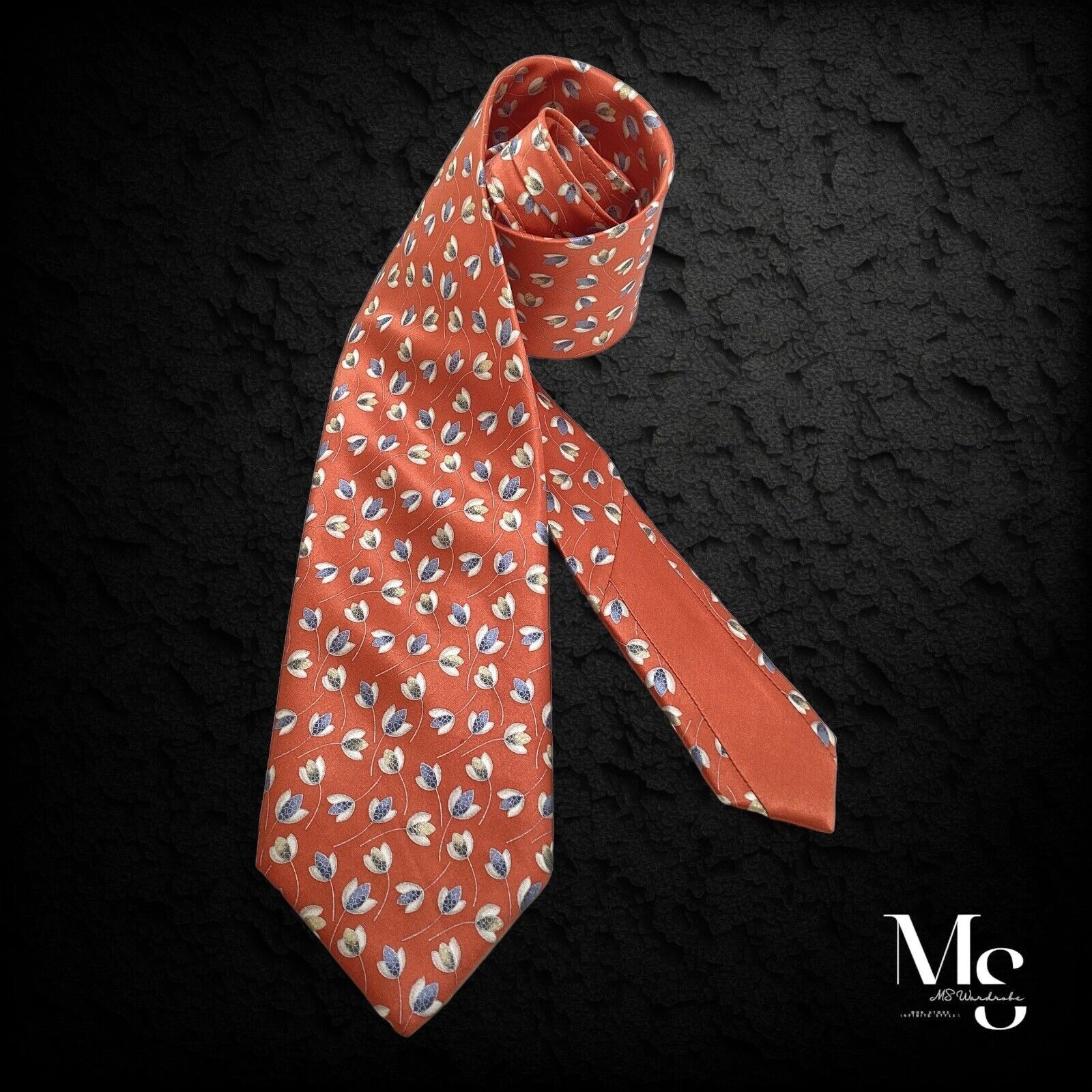 Other ITALO FERRETTI Orange Floral Silk Tie Hand Made In Italy Size ONE SIZE - 2 Thumbnail