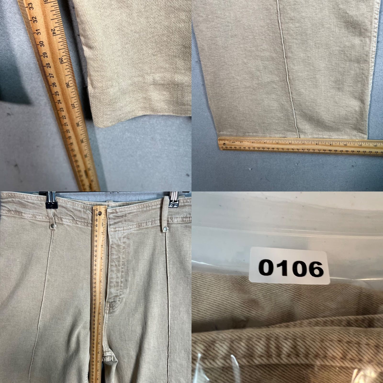 Zara Zara Womens Wide-Leg Jeans Size 14 Beige Cotton Blend 5-Pocket High Rise Size 36" / US 14 / IT 50 - 8 Thumbnail