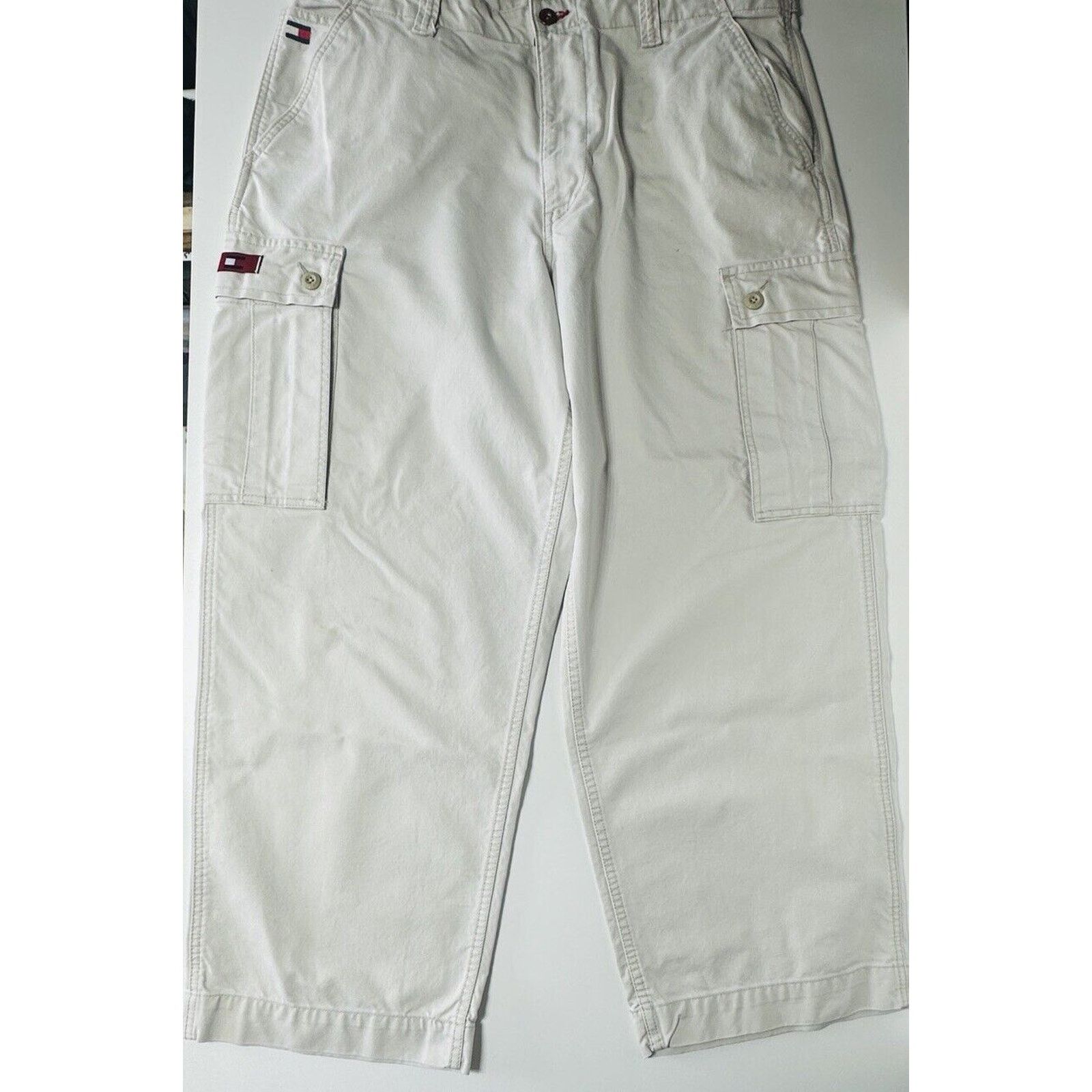 Tommy Hilfiger Vintage Wide Leg Tommy Jeans Mens Cargo Khaki Pants 38 90s Size US 38 / EU 54 - 14 Thumbnail