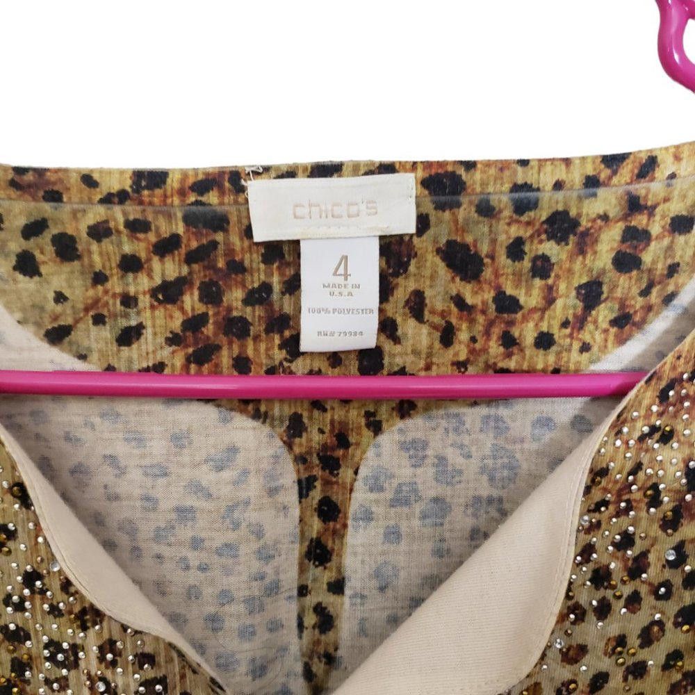 Chicos CT1183 Chicos Animal Print V-neck Blouse with Crystals 4/XXL Size XXL / US 16-18 / IT 52-54 - 2 Thumbnail