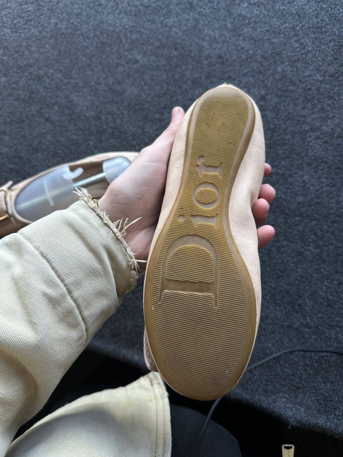 Dior GRAIL🚨 DIOR CHRISTIAN BEIGE Leather Ballet Flats luxury Size US 6.5 / IT 36.5 - 13 Thumbnail