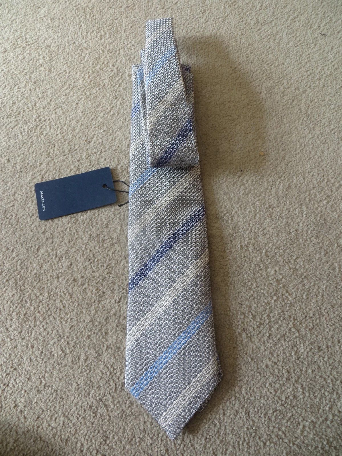 Drake's GRENADINE STRIPED SILK TIE Size ONE SIZE - 3 Thumbnail
