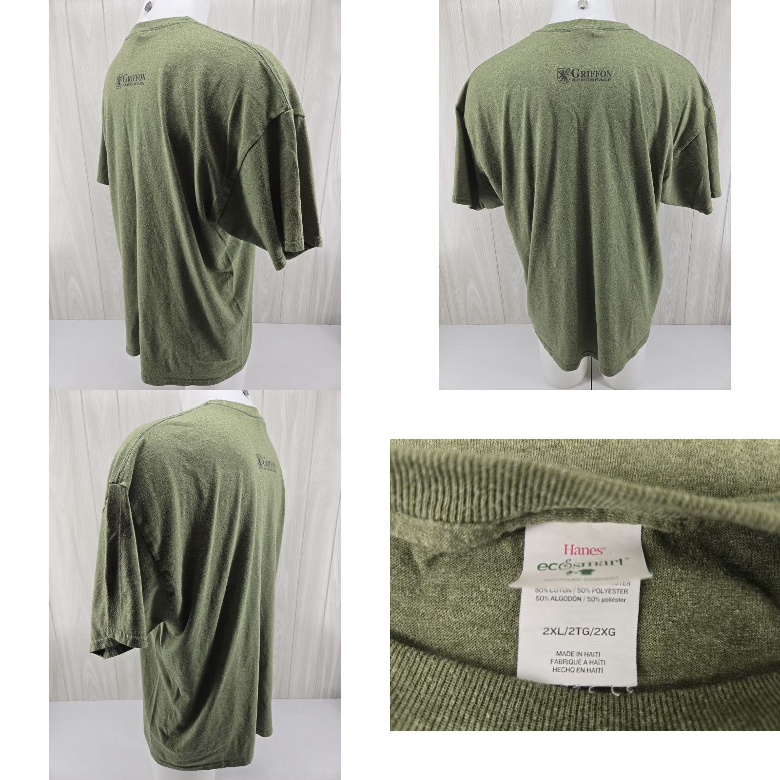Hanes Griffon Aerospace Valiant Green Shirt Mens 2XL Size US XXL / EU 58 / 5 - 8 Thumbnail