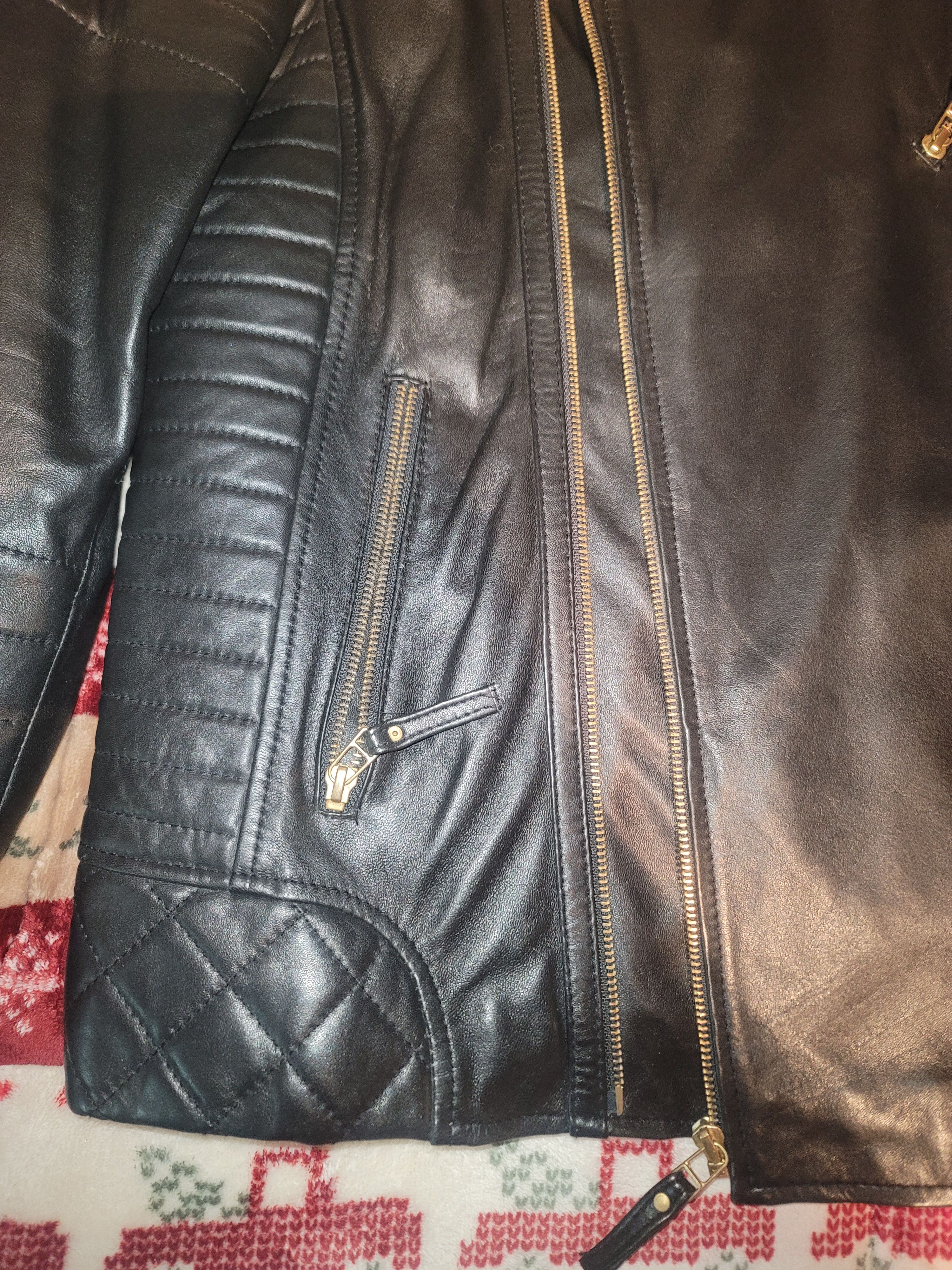 Leather lambskin(leather) biker jacket. Size US M / EU 48-50 / 2 - 12 Thumbnail