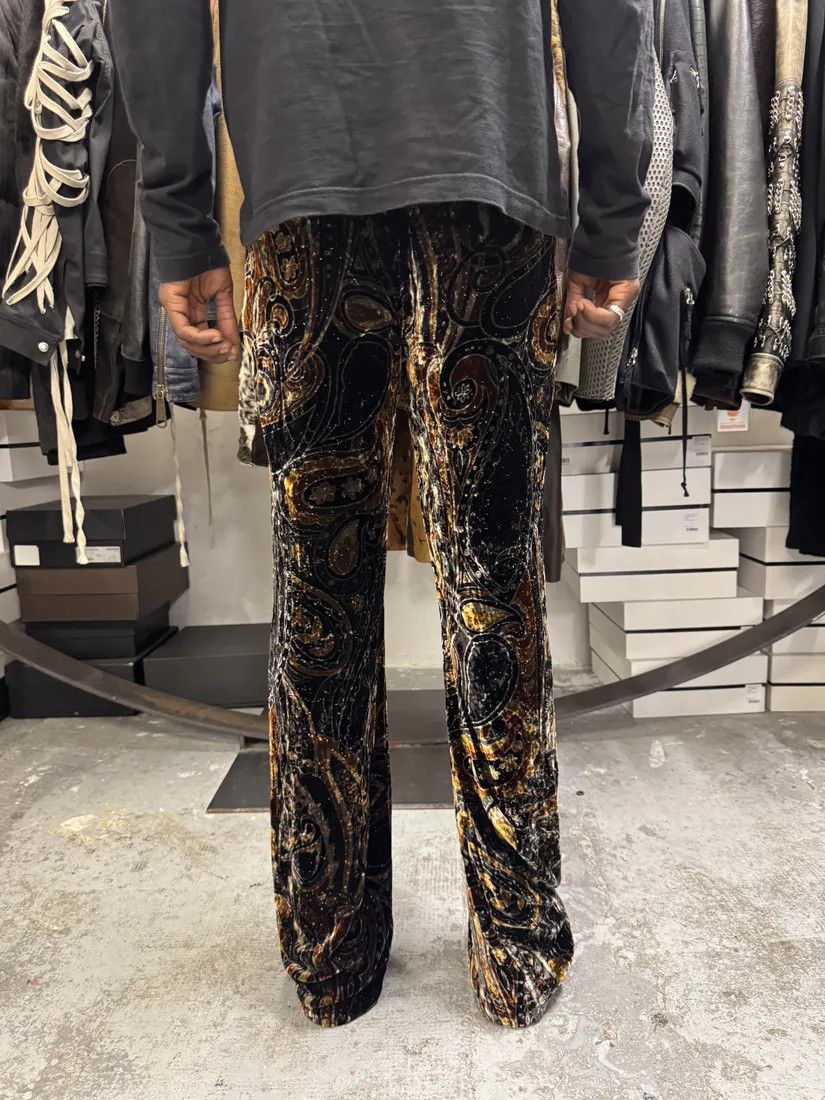Designer × Roberto Cavalli × Vintage 2000s Roberto Cavalli Dark Orange Velvet Trousers Pants Size 26" / US 2 / IT 38 - 4 Thumbnail