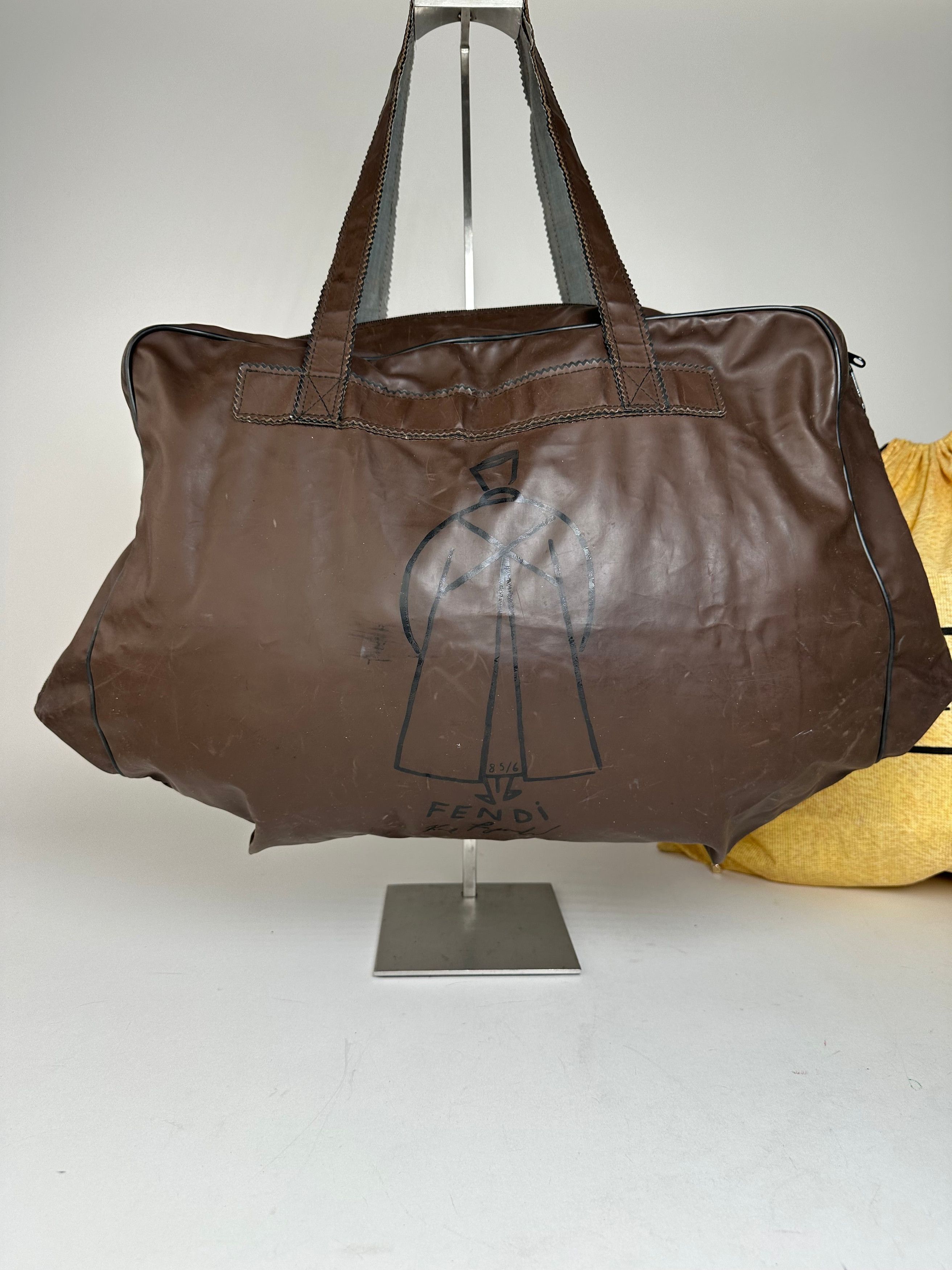 Fendi Vintage Polyester Leather Handbag Brown Size ONE SIZE - 1 Thumbnail