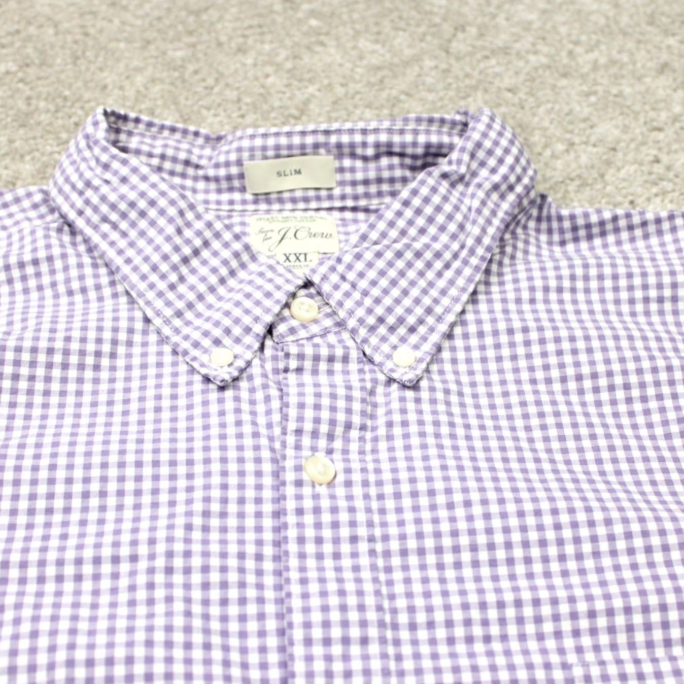 J.Crew J. Crew Button-Up Shirt Mens 2XL Slim Purple Plaid 100's Cotton Blend L/S Size US XXL / EU 58 / 5 - 5 Thumbnail