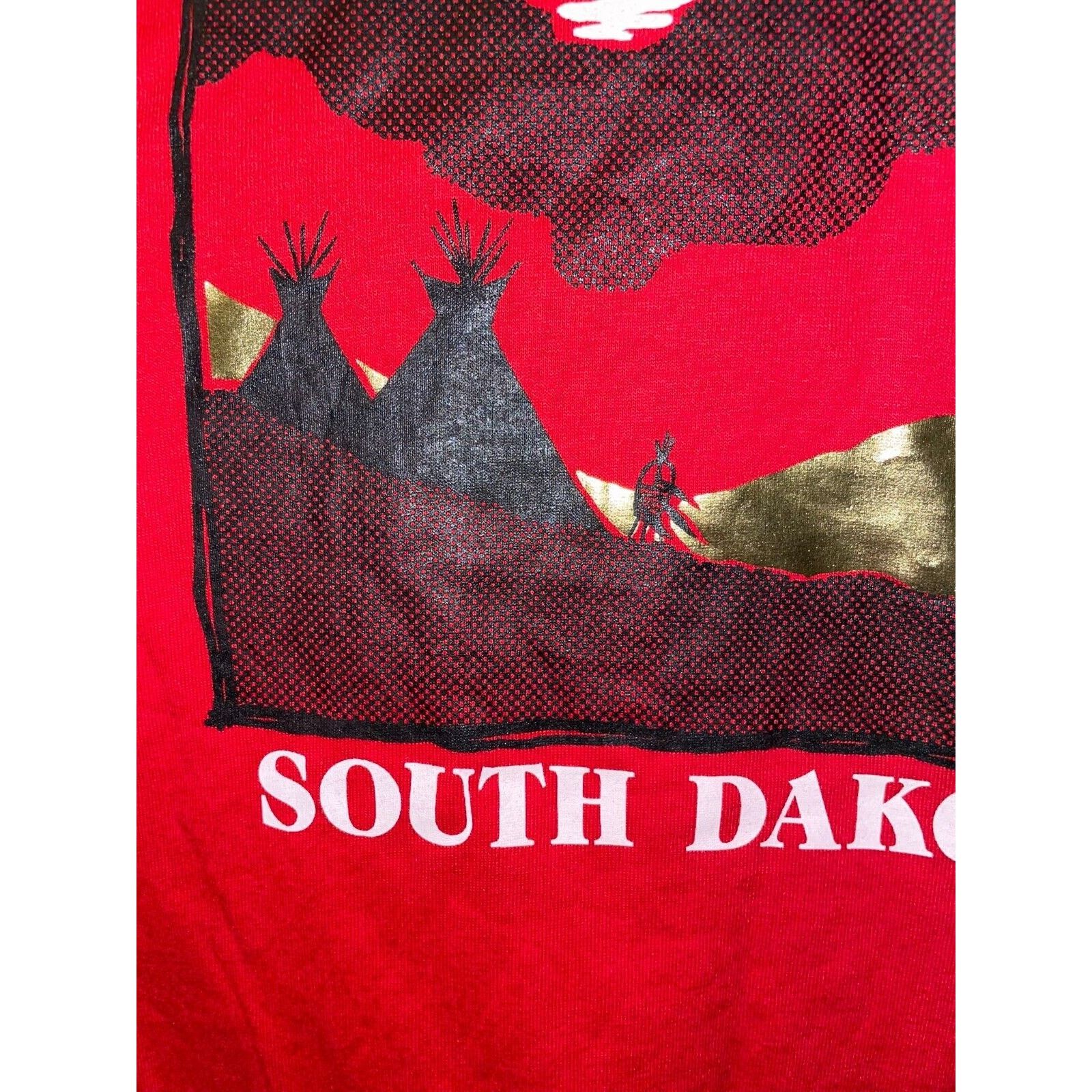 Jerzees Vintage Native American Shirt South Dakota Tee Red Tee 90s M Size US M / EU 48-50 / 2 - 6 Thumbnail