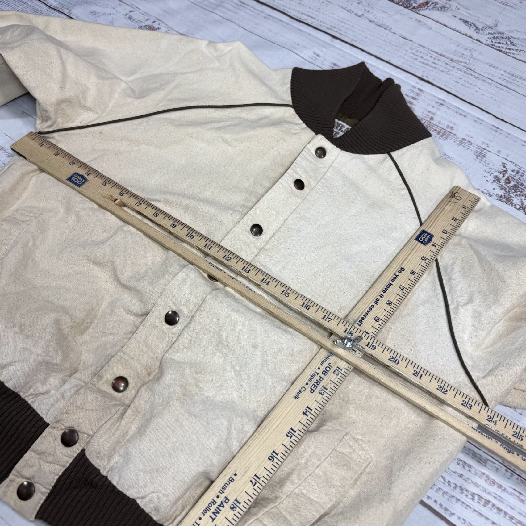 Vintage VINTAGE Wear of the West Beige Bomber Jacket Cotton Rodeo 1987 Men's Sz L Size US L / EU 52-54 / 3 - 2 Thumbnail