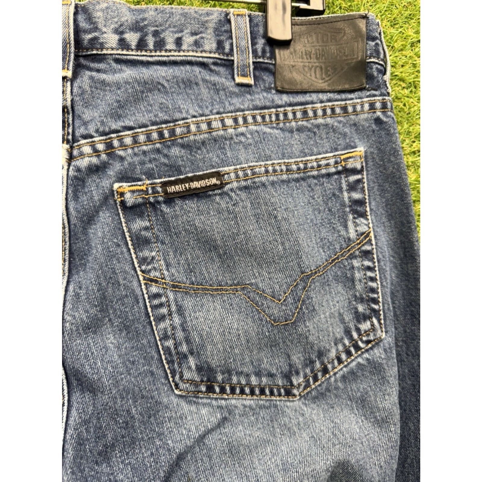 Harley Davidson VINTAGE Harley-Davidson Jeans Mens 38x32 Relaxed Straight Denim Blue 90s Grunge Biker Size US 38 / EU 54 - 3 Thumbnail