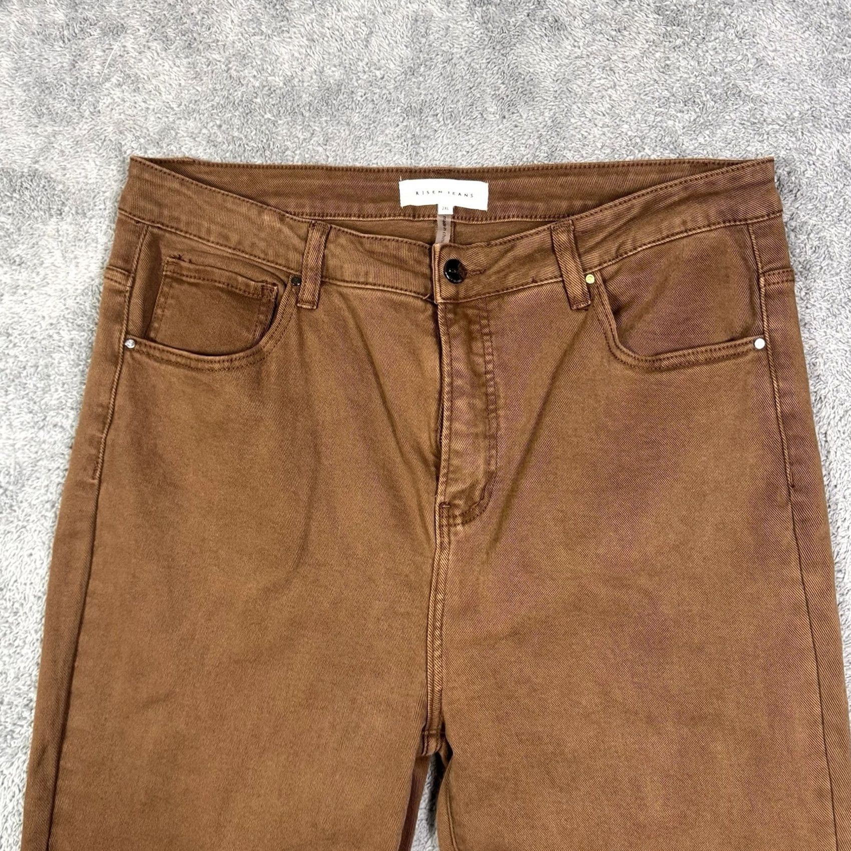 Vintage Risen Womens 2XL Wide Leg High Rise Tummy Control Raw Hem Denim Brown - New with Back Tag Size 40" / US 18 - 2 Thumbnail