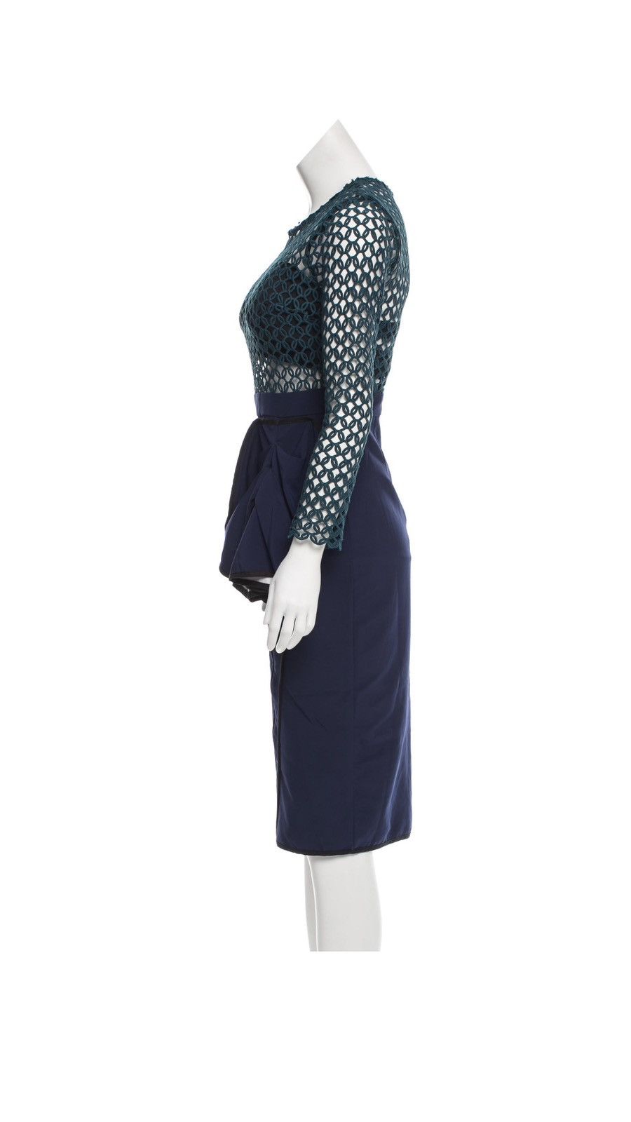 Self-Portrait Blue Ruffled Midi Sheath Dress Size XS / US 0-2 / IT 36-38 - 2 Thumbnail