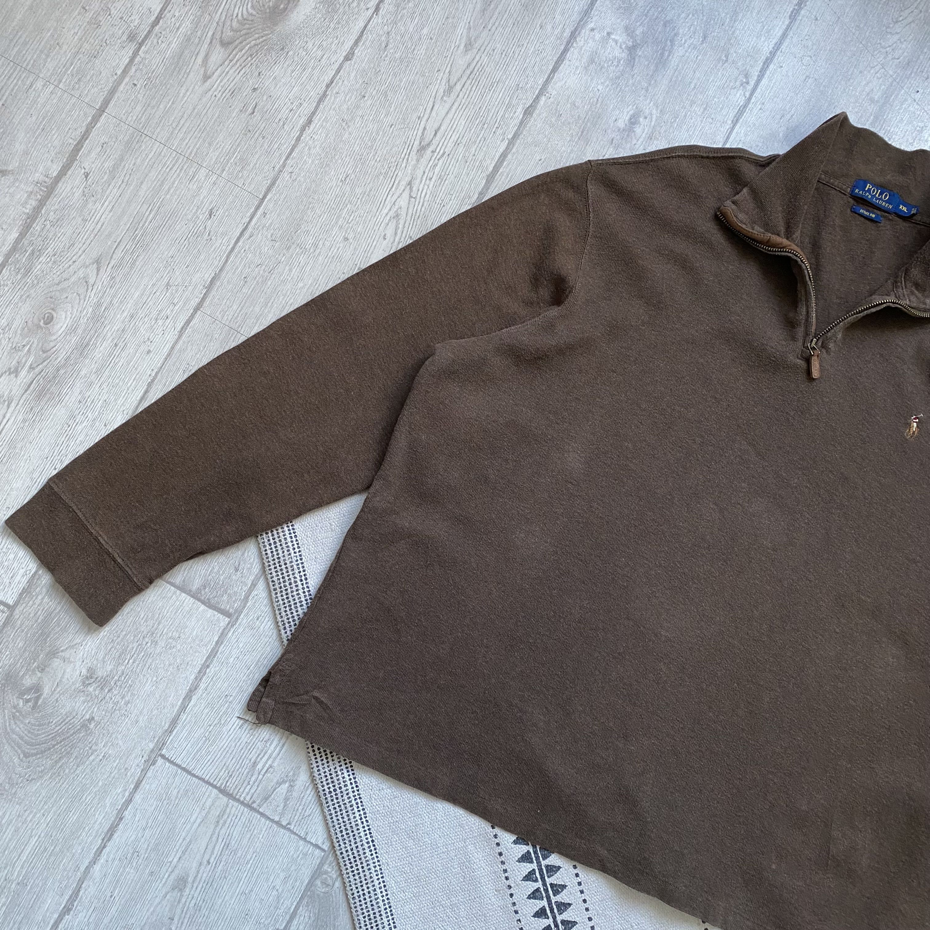 Polo Ralph Lauren 🤎Vintage Polo Ralph Lauren Brown Sweater Zip 1/3 distressed Size US XXL / EU 58 / 5 - 8 Thumbnail