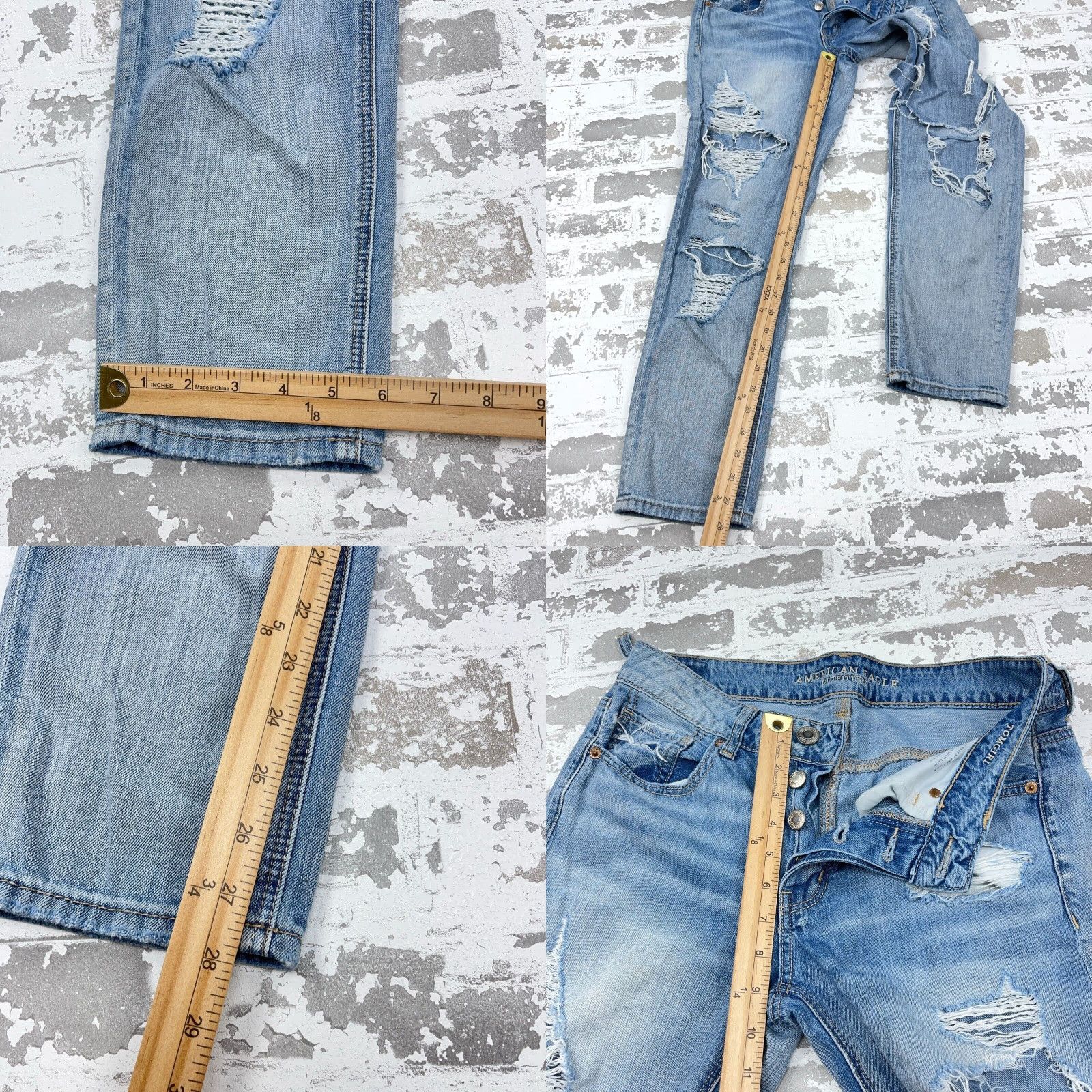 American Eagle Outfitters American Eagle Jeans Women 6 Tomgirl Baggy Button Fly Distressed Ripped Holey Destroyed Jeans Size 28" / US 6 / IT 42 - 8 Thumbnail