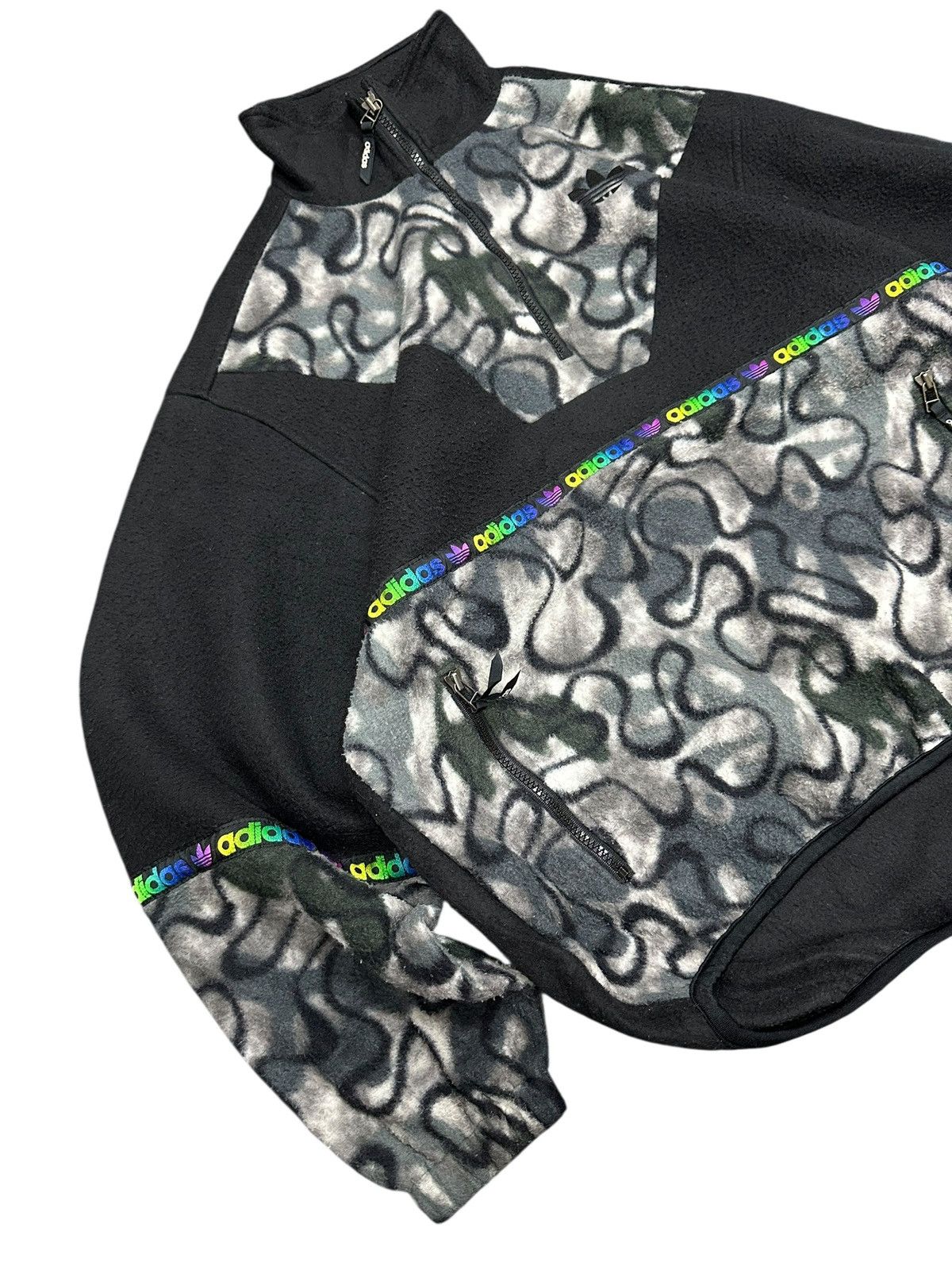 Adidas Vintage 90s Adidas Fleece Sweatshirt Multicolour Size US L / EU 52-54 / 3 - 3 Thumbnail
