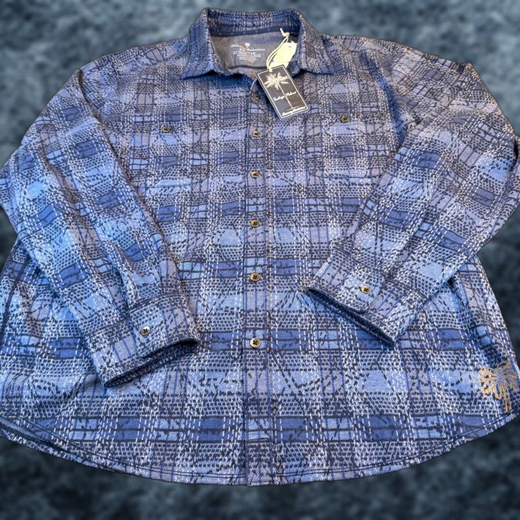 Tommy Bahama Tommy Bahama Plaid Shirt Button-Up Long Sleeve Mens XXL Blue Flannel NWT Casual Hawaiian Resort Wear Button-Up Shirt Size US XXL / EU 58 / 5 - 1 Thumbnail