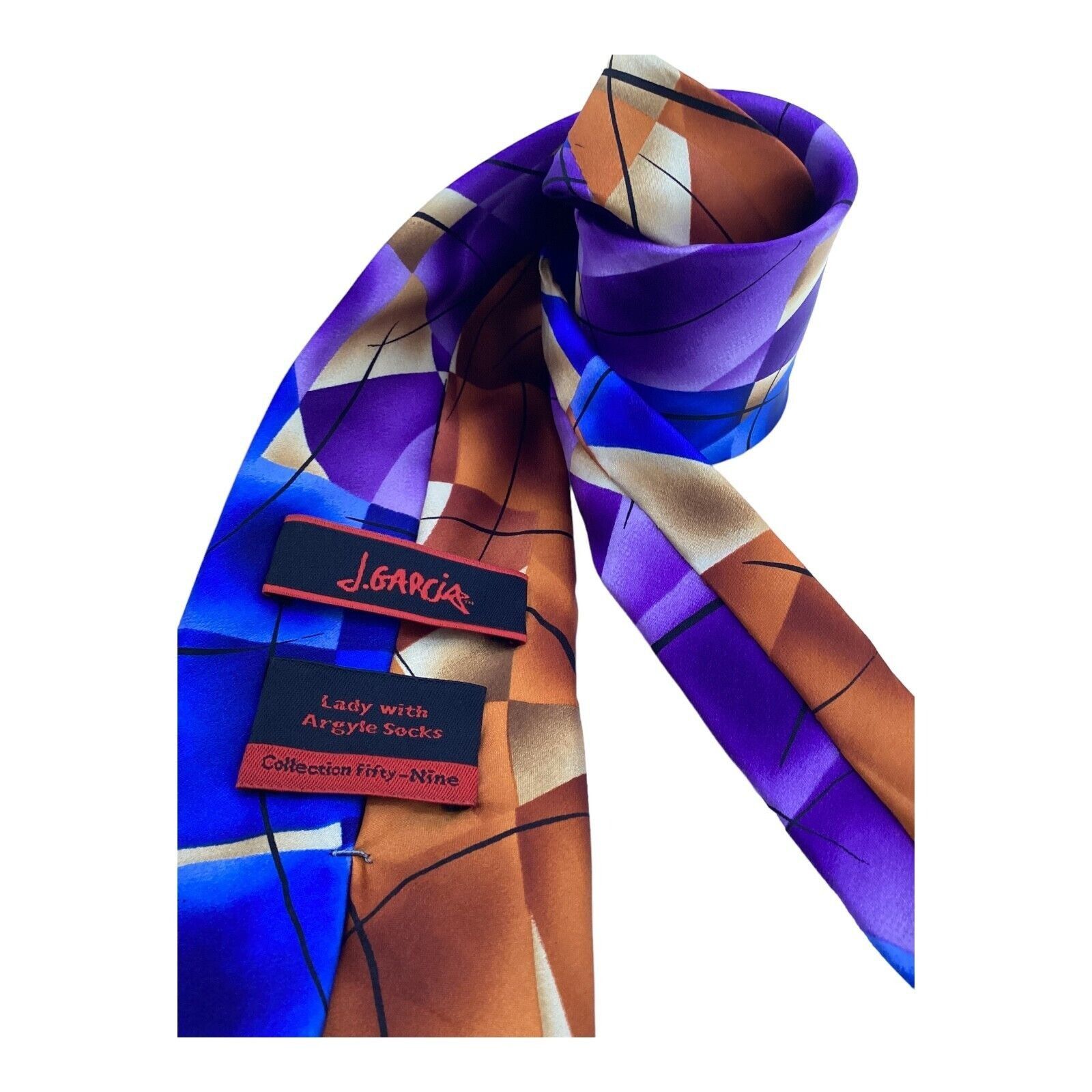 Other JERRY GARCIA Blue Brown Art Print Silk Tie W: 3.75" EX COND Size ONE SIZE - 3 Thumbnail