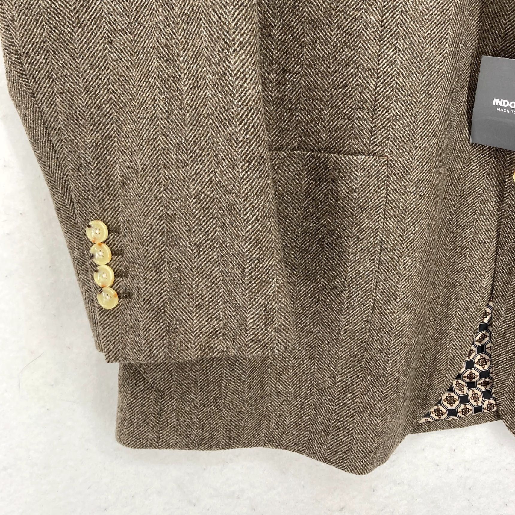 Vintage INDOCHINO Newbury 66 Blazer Jacket Mens 48 Brown Wool Herringbone NWT Sport Coat Jacket Mens 48 Brown Wool Herringbone NWT Size 48R - 2 Thumbnail
