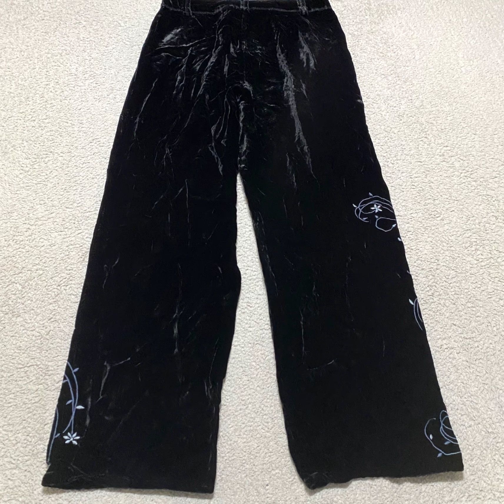 J. Jill J. Jill Pants Womens 10 Black Velvet Embroidered High Rise Straight Casual Dress Pants Womens Size 10 Velvet Embroidered Pockets Size 32" / US 10 / IT 46 - 2 Thumbnail