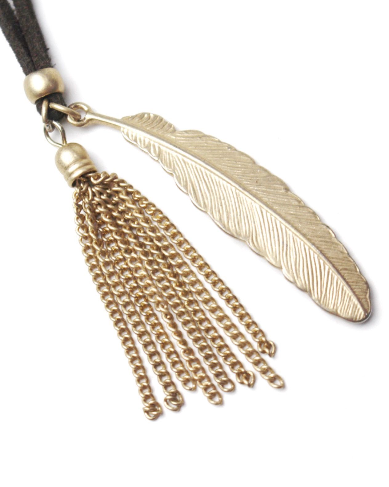 Vintage 2000S JAPANESE MADE NAVAJO GOLDEN FEATHER & TASSEL NECKLACE Size ONE SIZE - 3 Thumbnail