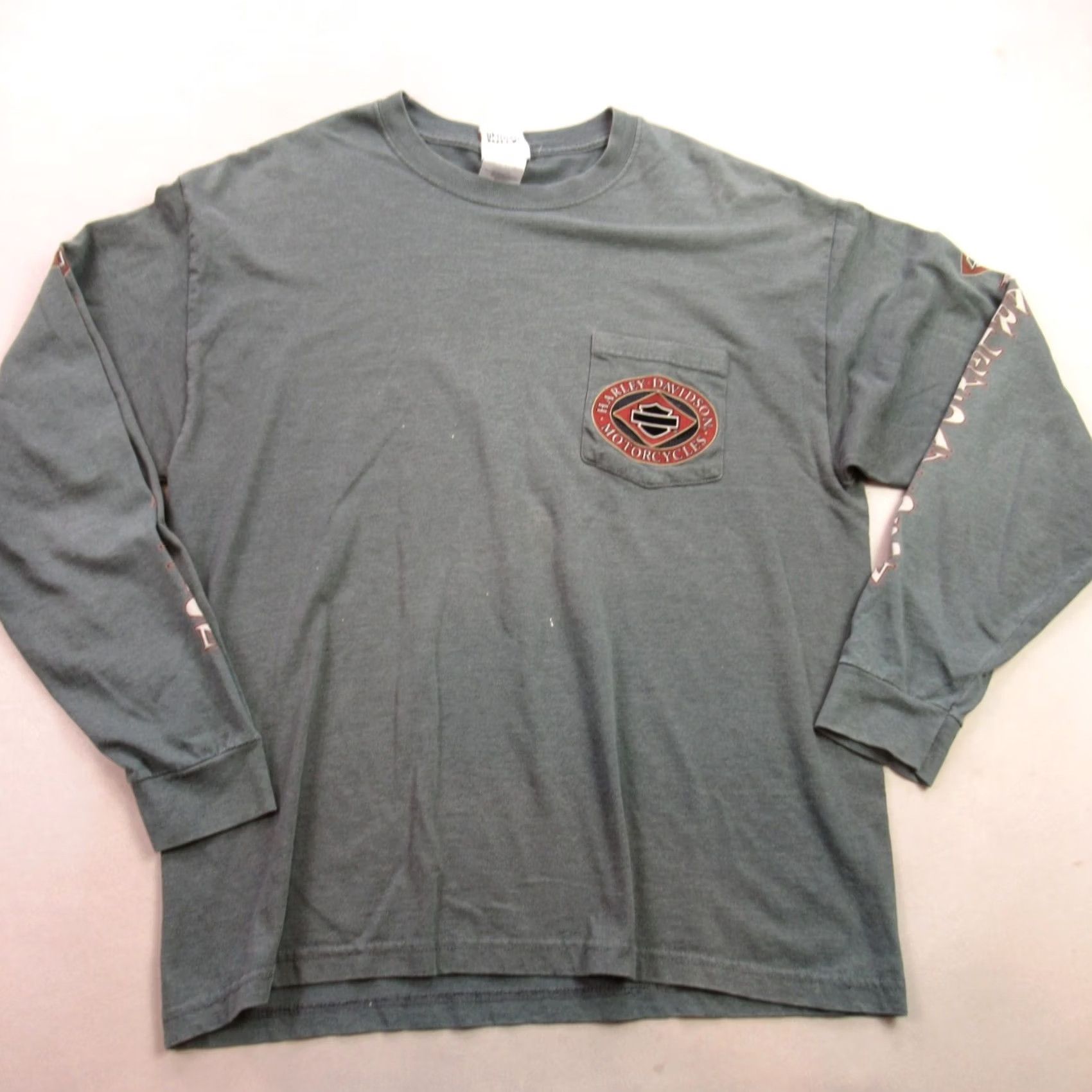 Harley Davidson Harley-Davidson Shirt Mens Large Long Sleeve Crew Neck Casual Green Lightweight Size US L / EU 52-54 / 3 - 2 Thumbnail