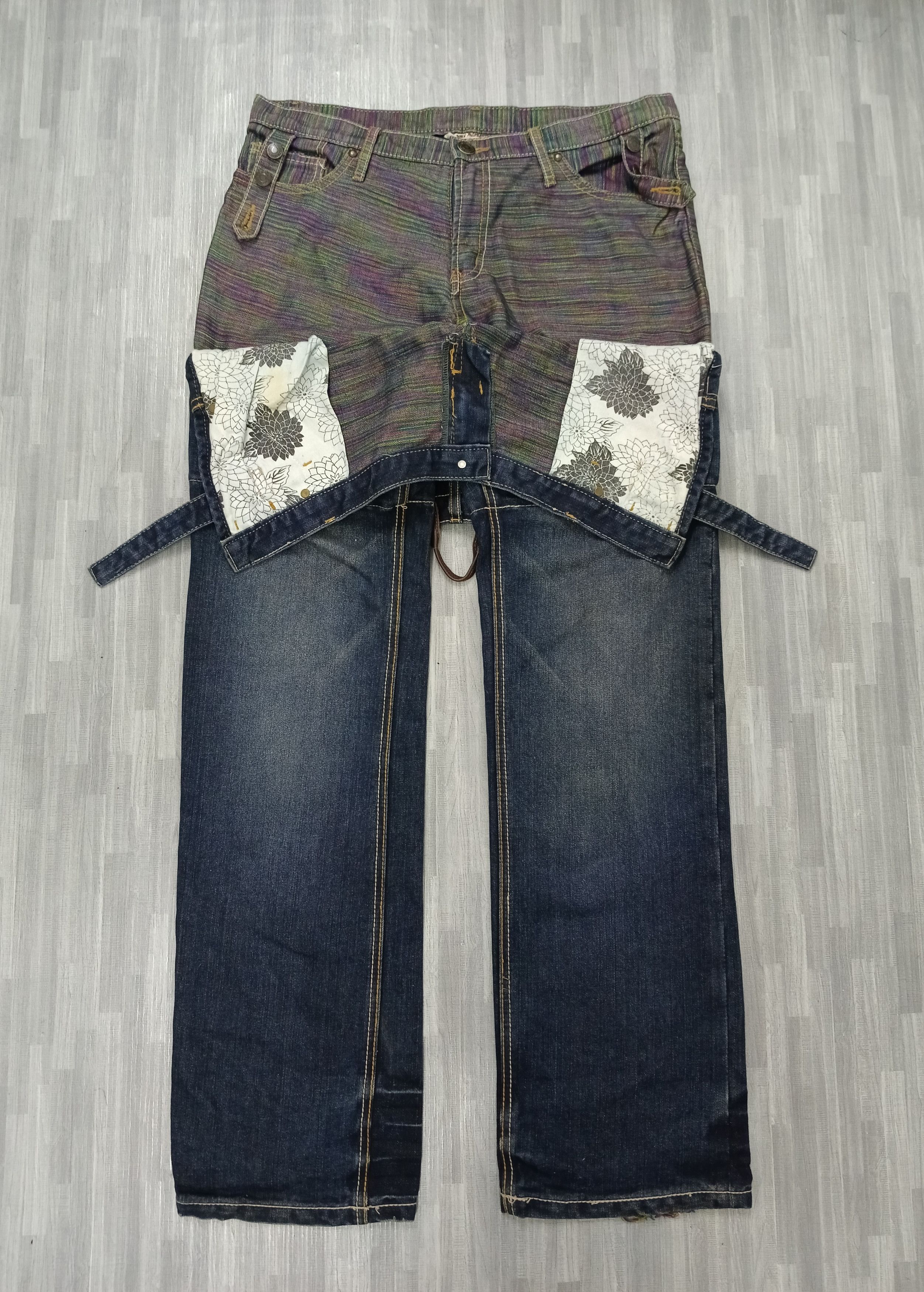 Japanese Brand SICK WASHED GUMU INTERNASIONALE DOUBLE WAIST Size US 33 - 2 Thumbnail