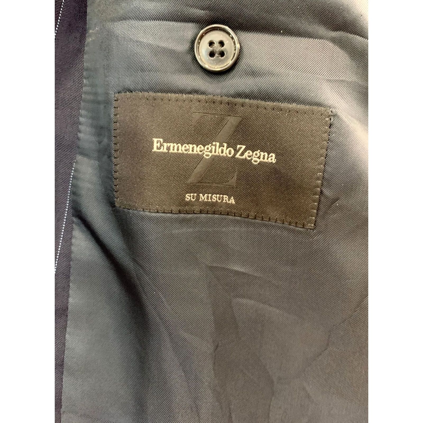 Ermenegildo Zegna VINTAGE Ermenegildo Zegna Blazer 46R Su Misura Trofeo Pinstripe Navy Switzerland 2 Piece Mens Size 46R - 3 Thumbnail
