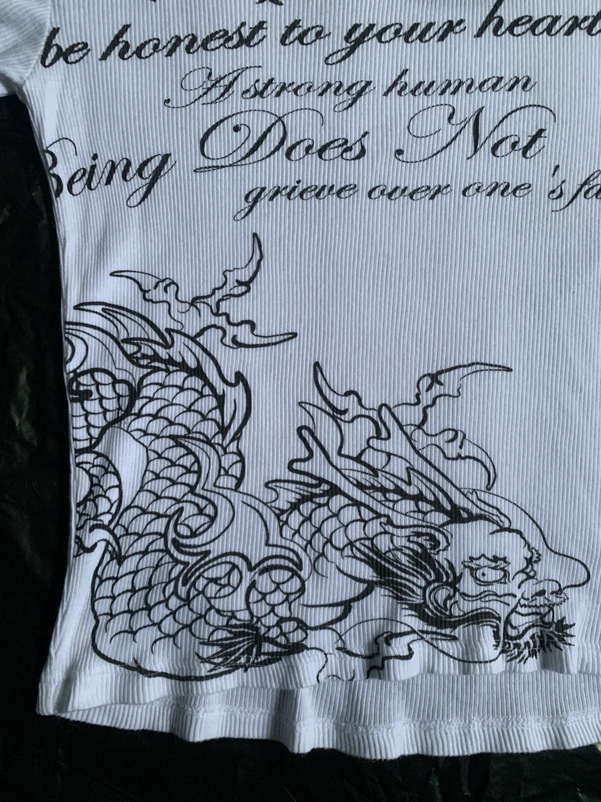 Japanese Brand Vintage Japan Y2K - Dig Deep Ribbed Dragon Print T Size US M / EU 48-50 / 2 - 5 Thumbnail
