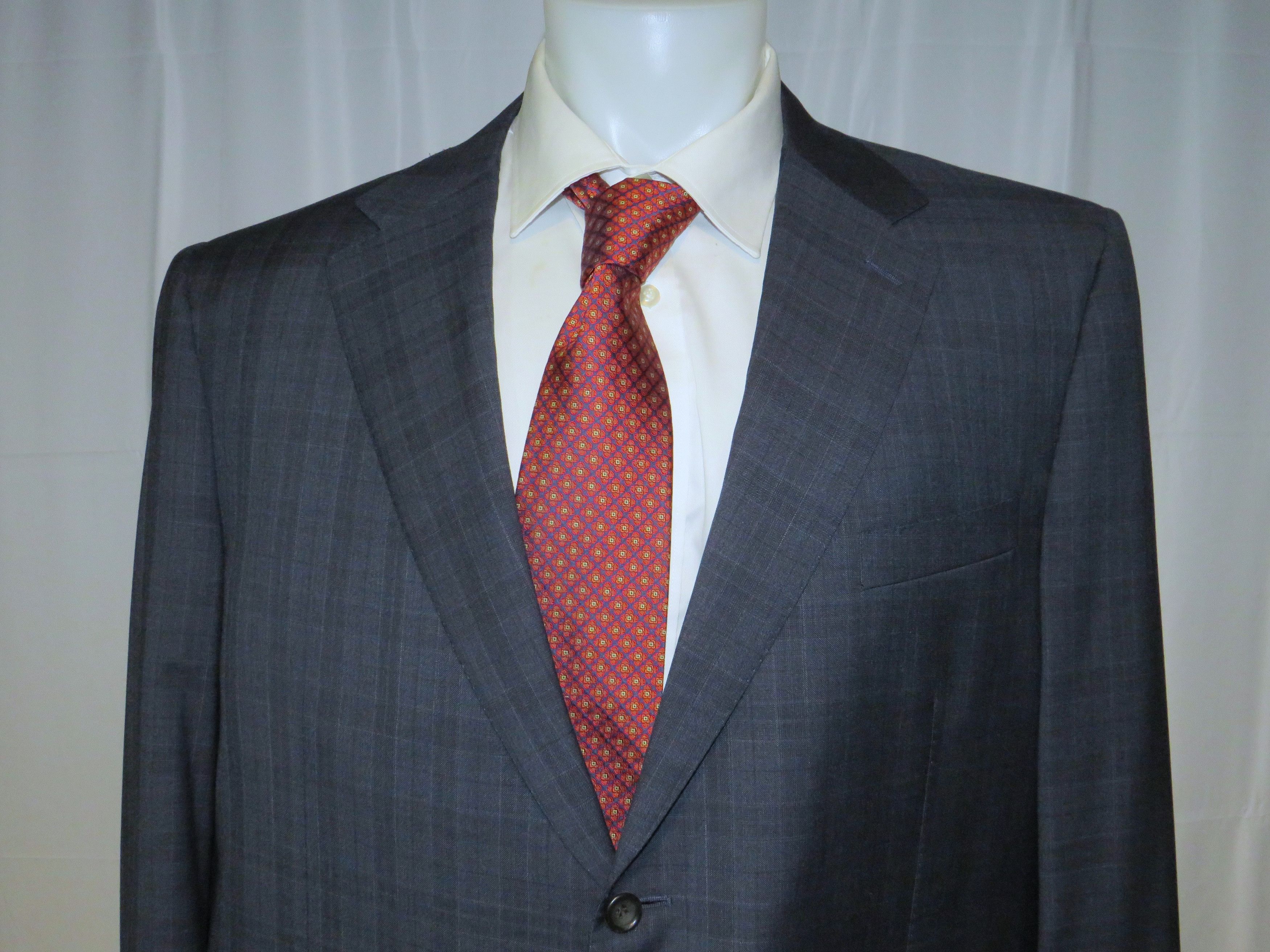 Canali Super 150 Brown Label Blue Plaid Two Button Sui Size 50L - 4 Thumbnail