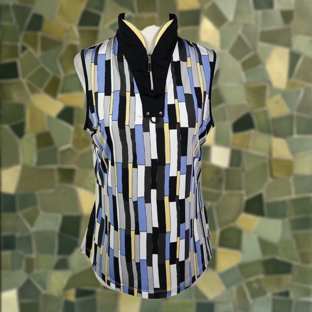 Vintage VINTAGE Jamie Sadock Black Purple Geo Print Golfing Top S Sleeveless 1/4 Zip Womens 90s Geometric Spring Summer Short Tank Yellow Size S / US 4 / IT 40 - 1 Thumbnail