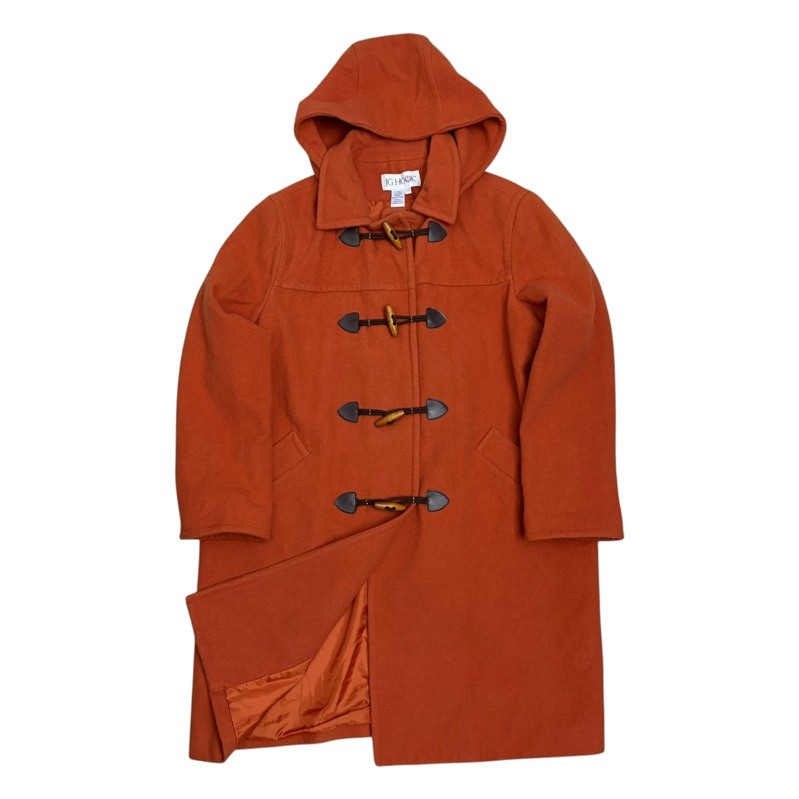 Other VINTAGE JG HOOK 90s Orange WOOL Long Trench Pea Coat 18 Size XXL / US 16-18 / IT 52-54 - 1 Thumbnail