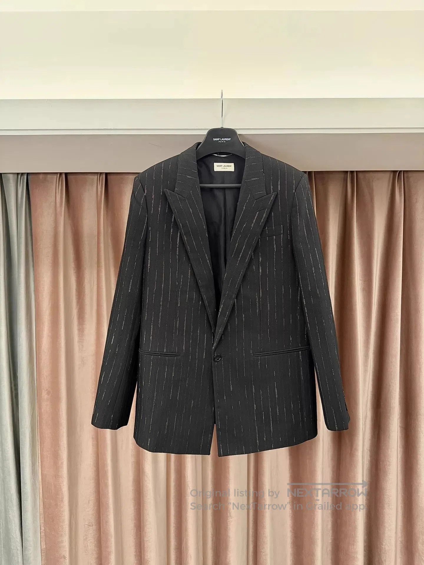 Saint Laurent Paris Black Pinstriped Single. Size US L / EU 52-54 / 3 - 2 Thumbnail