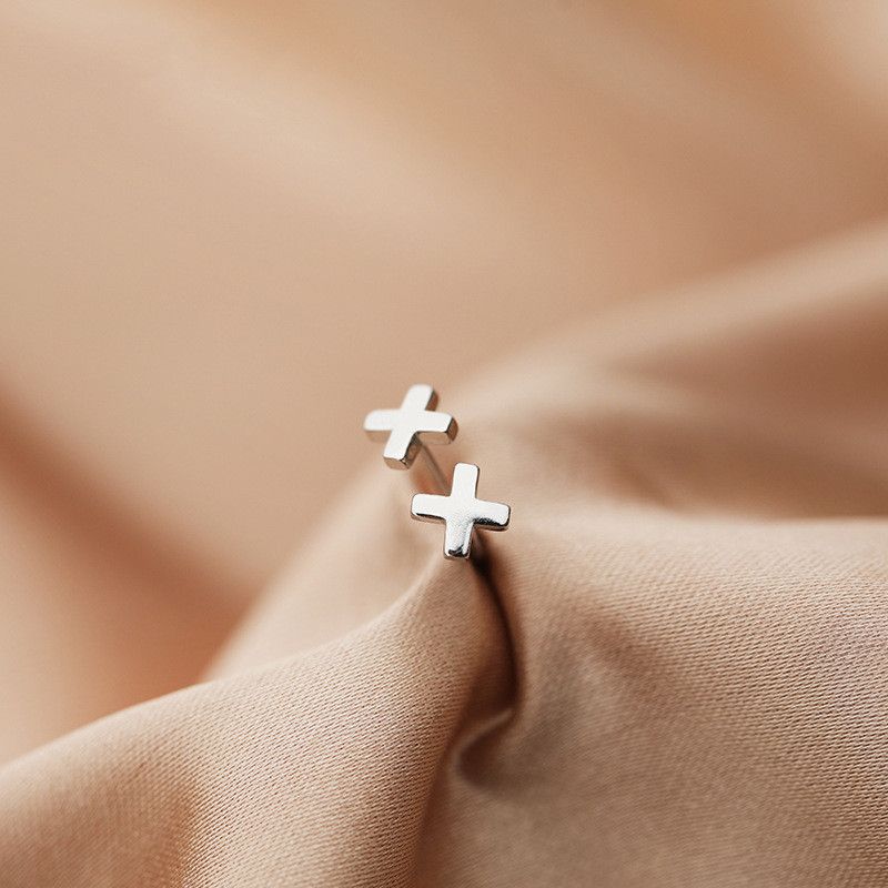 Jewelry Cross Retro Earrings One Pairs Chrome Jewelry Size ONE SIZE - 3 Thumbnail