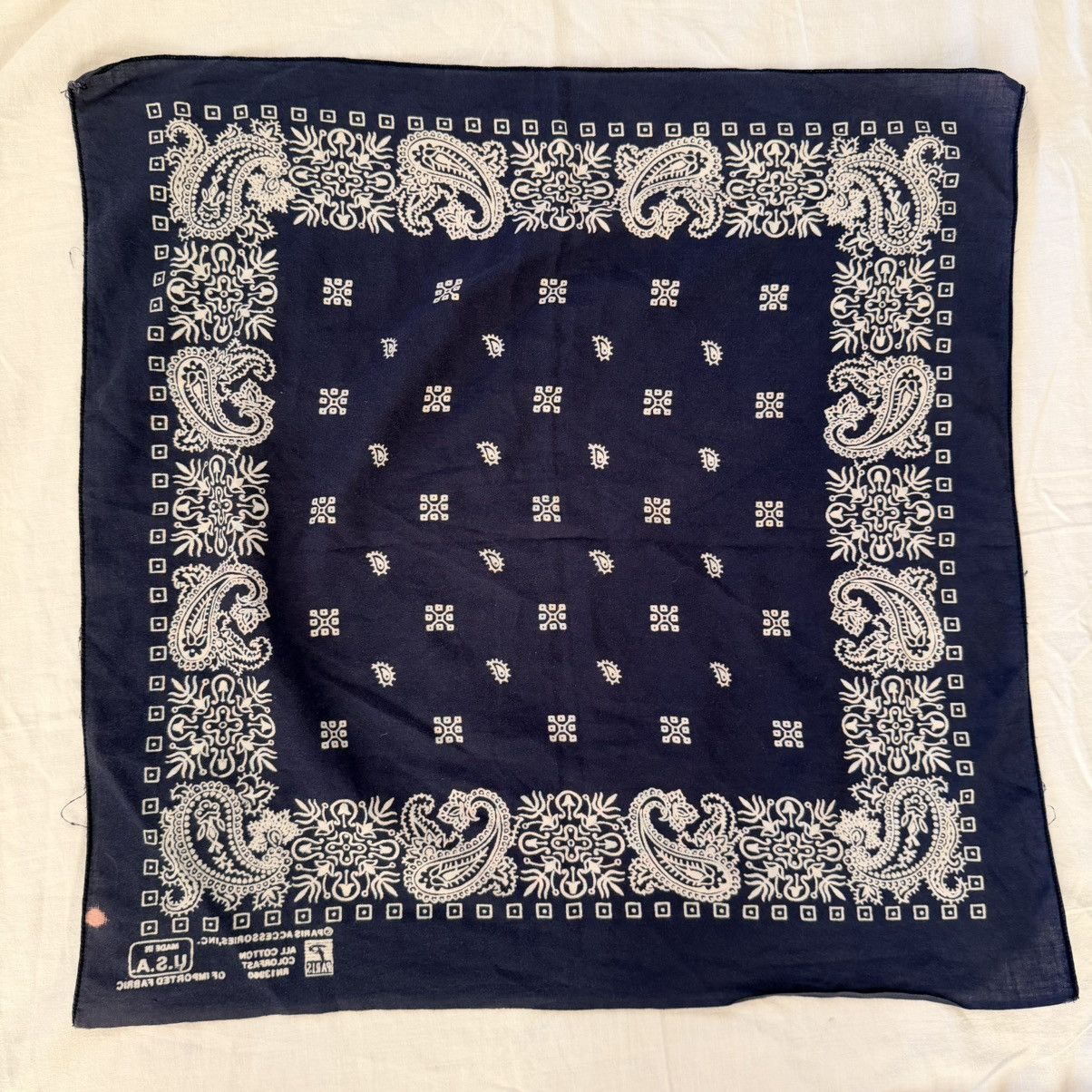 Other Vintage Paris Accessories Inc Bandana Navy Paisley RN 13960 Size ONE SIZE - 4 Thumbnail