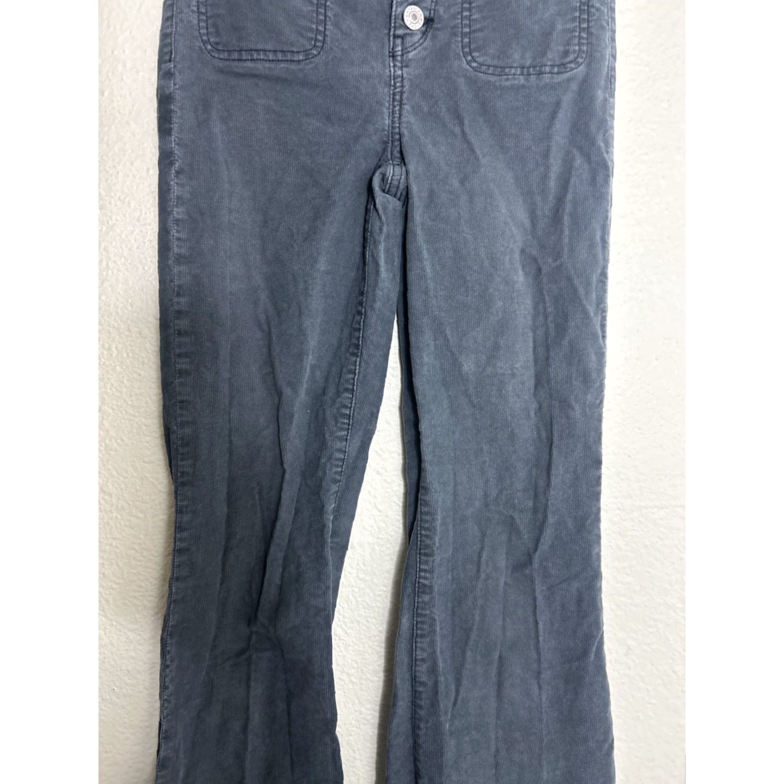 American Eagle Outfitters American Eagle Pants Super Hi Rise Flare Gray Corduroy Button Fly Womens Sz 0 Size 25" / US 0 / IT 36 - 3 Thumbnail