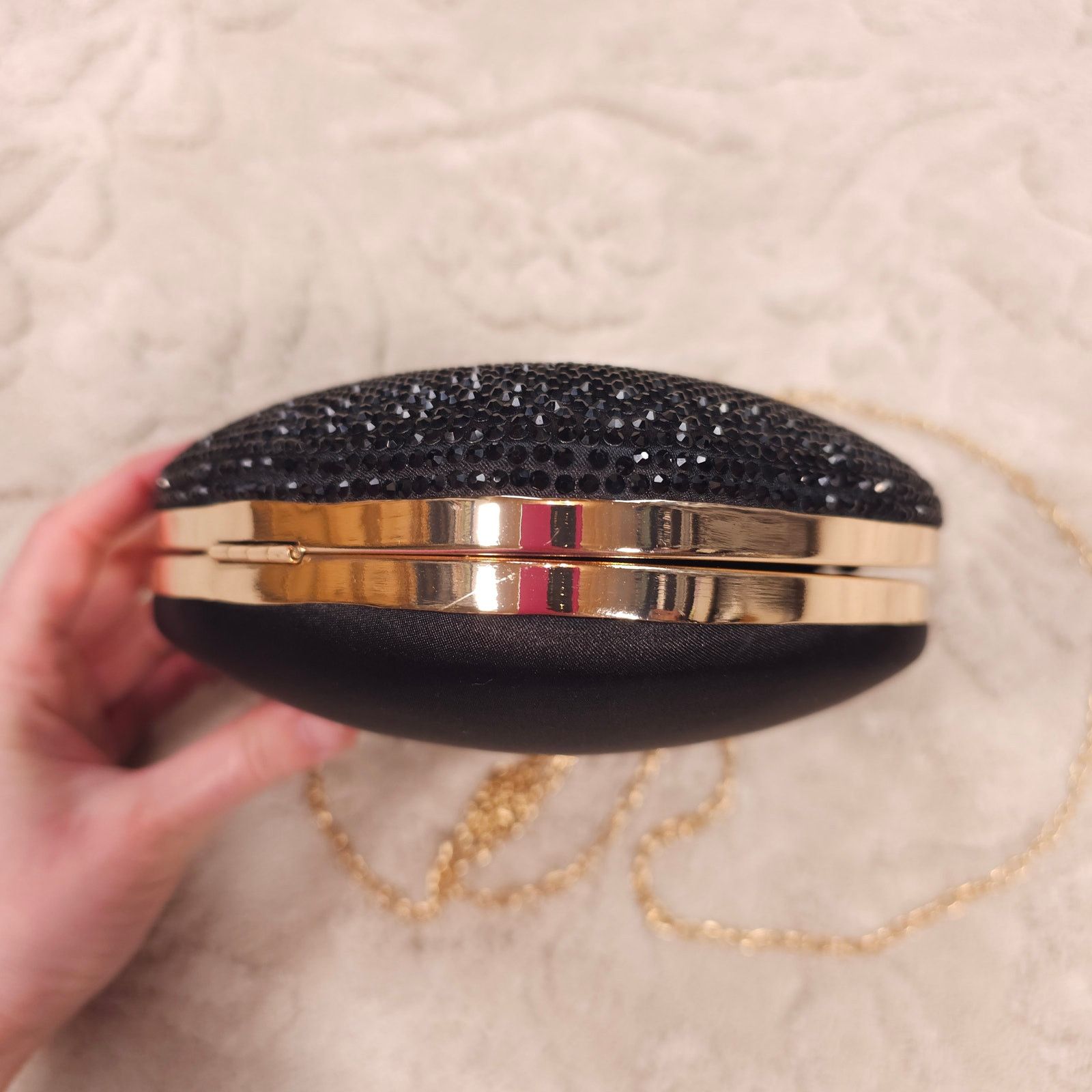 Other Rhinestone Pave Heart Convertible Clutch Crossbody Bag Black Size ONE SIZE - 5 Thumbnail