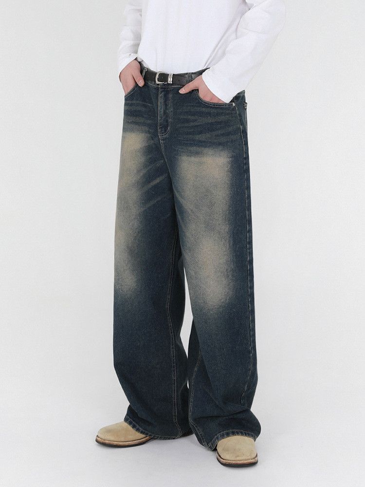 Japanese Brand × Jean Retro washed loose casual wide leg jeans Size US 32 / EU 48 - 1 Thumbnail