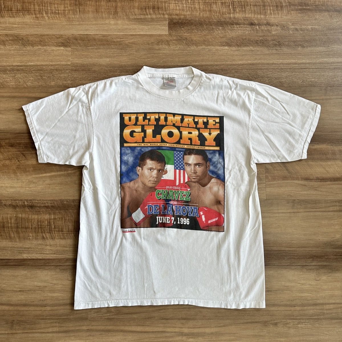 Rap Tees × Vintage 1996 De La Hoya Vs Chavez Boxing Promo White Ultimate Glory Size US XL / EU 56 / 4 - 1 Thumbnail