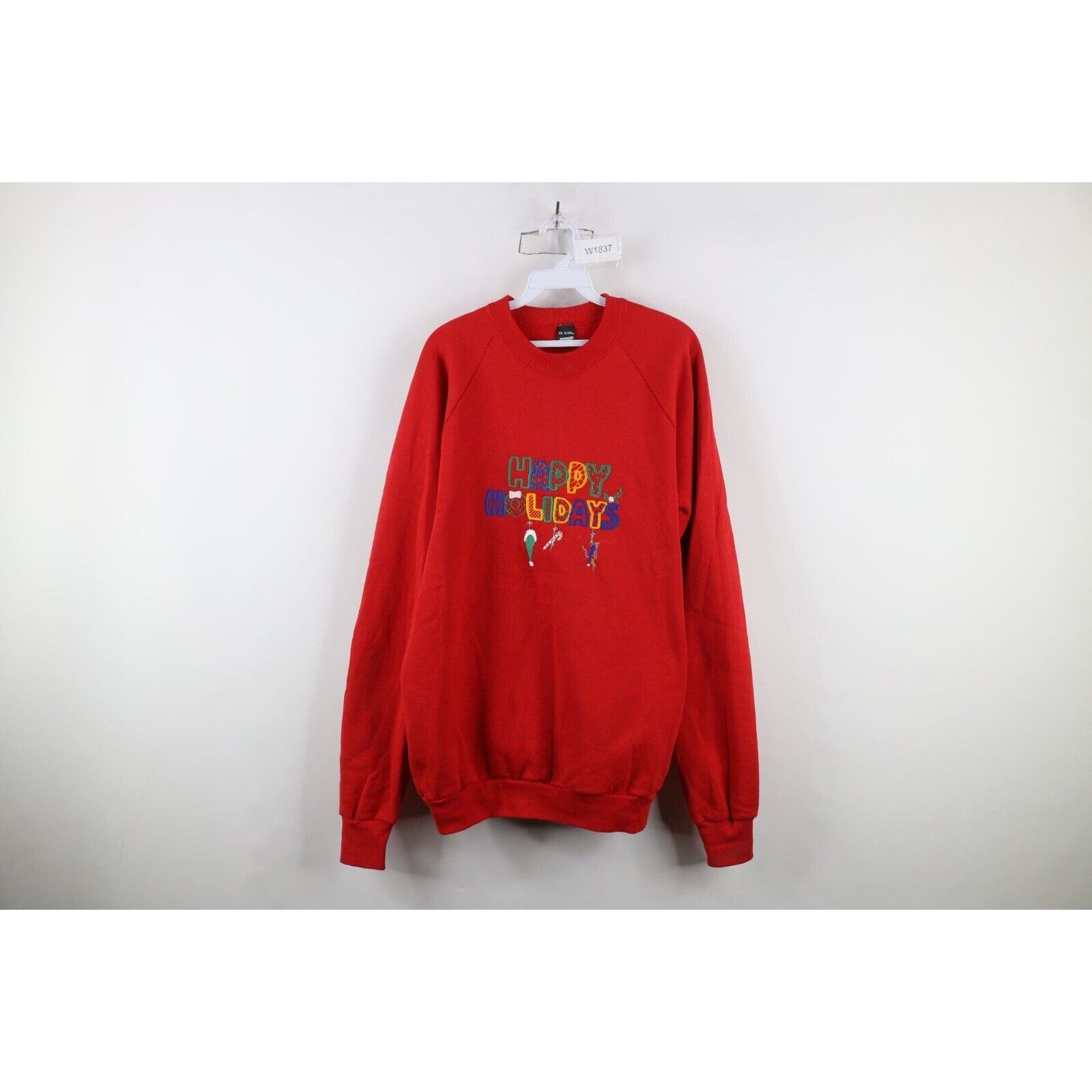Vintage Vintage 90s Streetwear Christmas Happy Holidays Sweatshirt Size XXL / US 16-18 / IT 52-54 - 1 Thumbnail