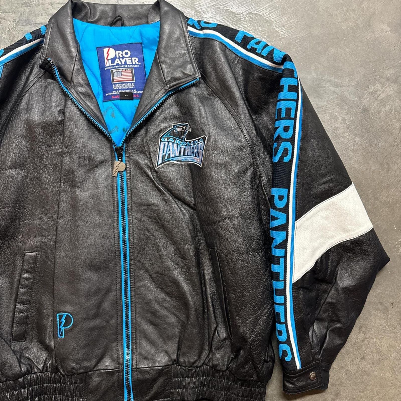 Vintage Vintage 90s Carolina Panthers Pro Player NFL Leather Jacket Size US L / EU 52-54 / 3 - 2 Thumbnail
