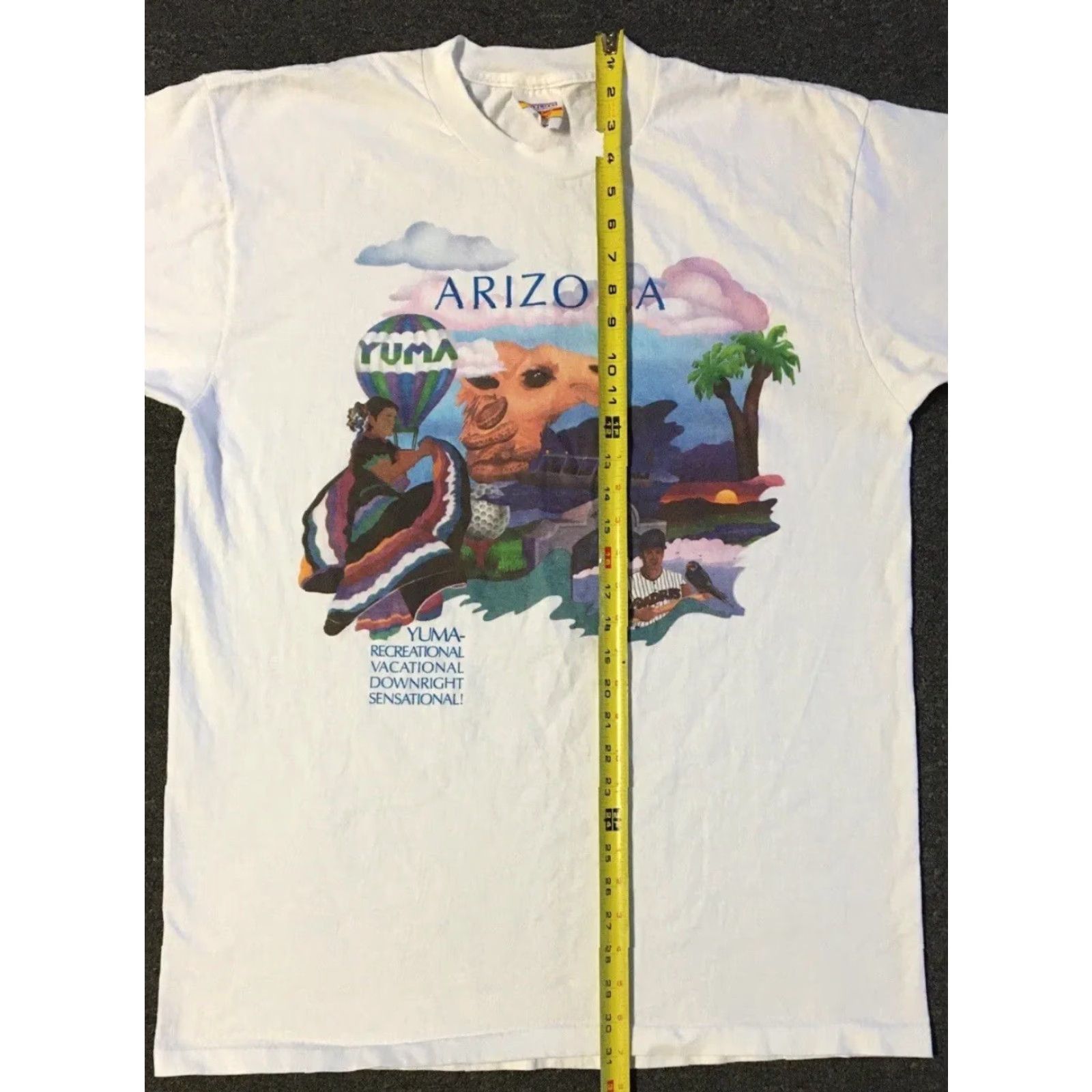 Vintage VINTAGE 90s Yuma Arizona Shirt XL White T-Shirt Men Short Sleeve Camel Art Sun Palm Trees Beach Animals College Grunge USA 80s 90s Commanders? Size US XL / EU 56 / 4 - 6 Thumbnail