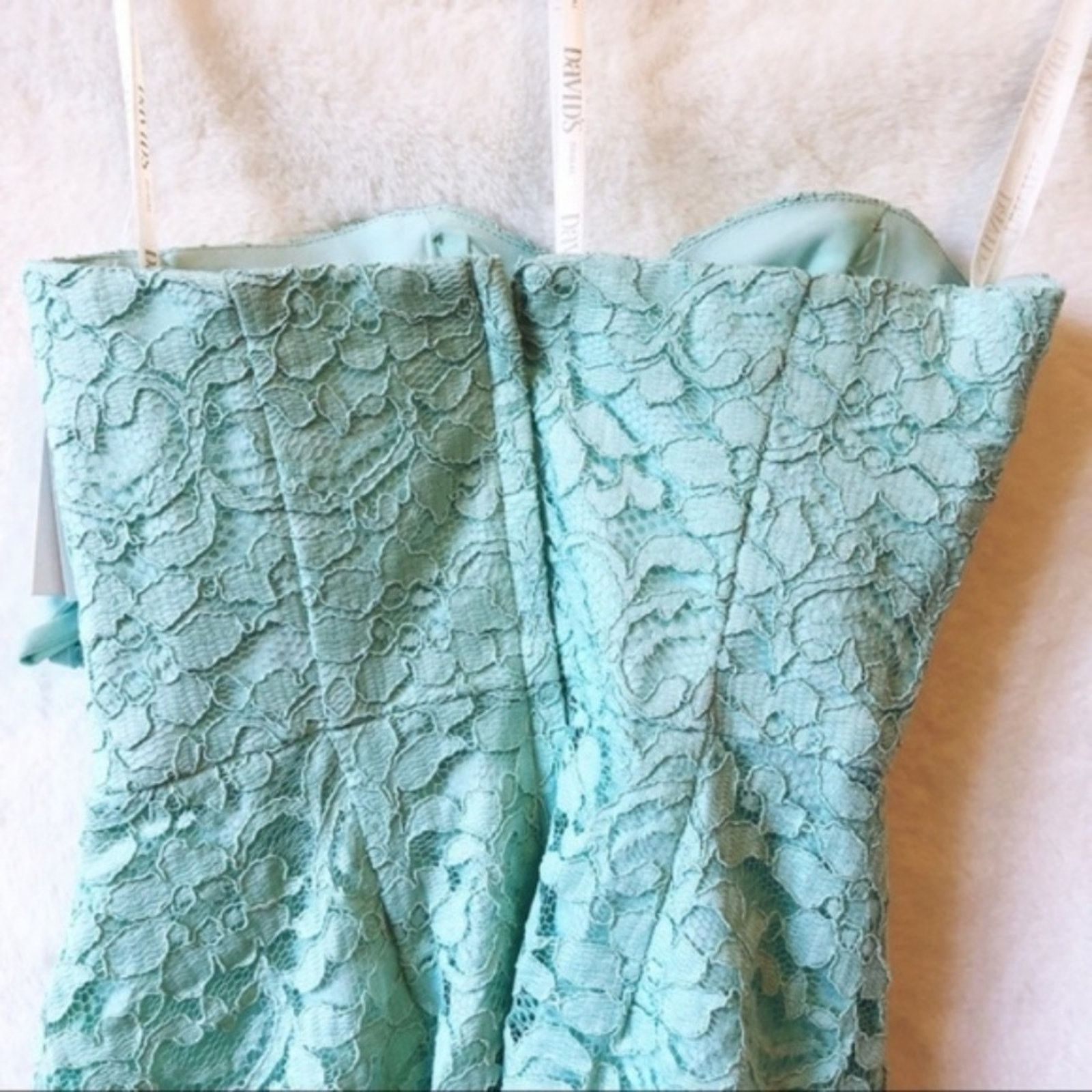 Other David’s Bridal Teal Short Strapless Lace Dress Size XS / US 0-2 / IT 36-38 - 6 Thumbnail