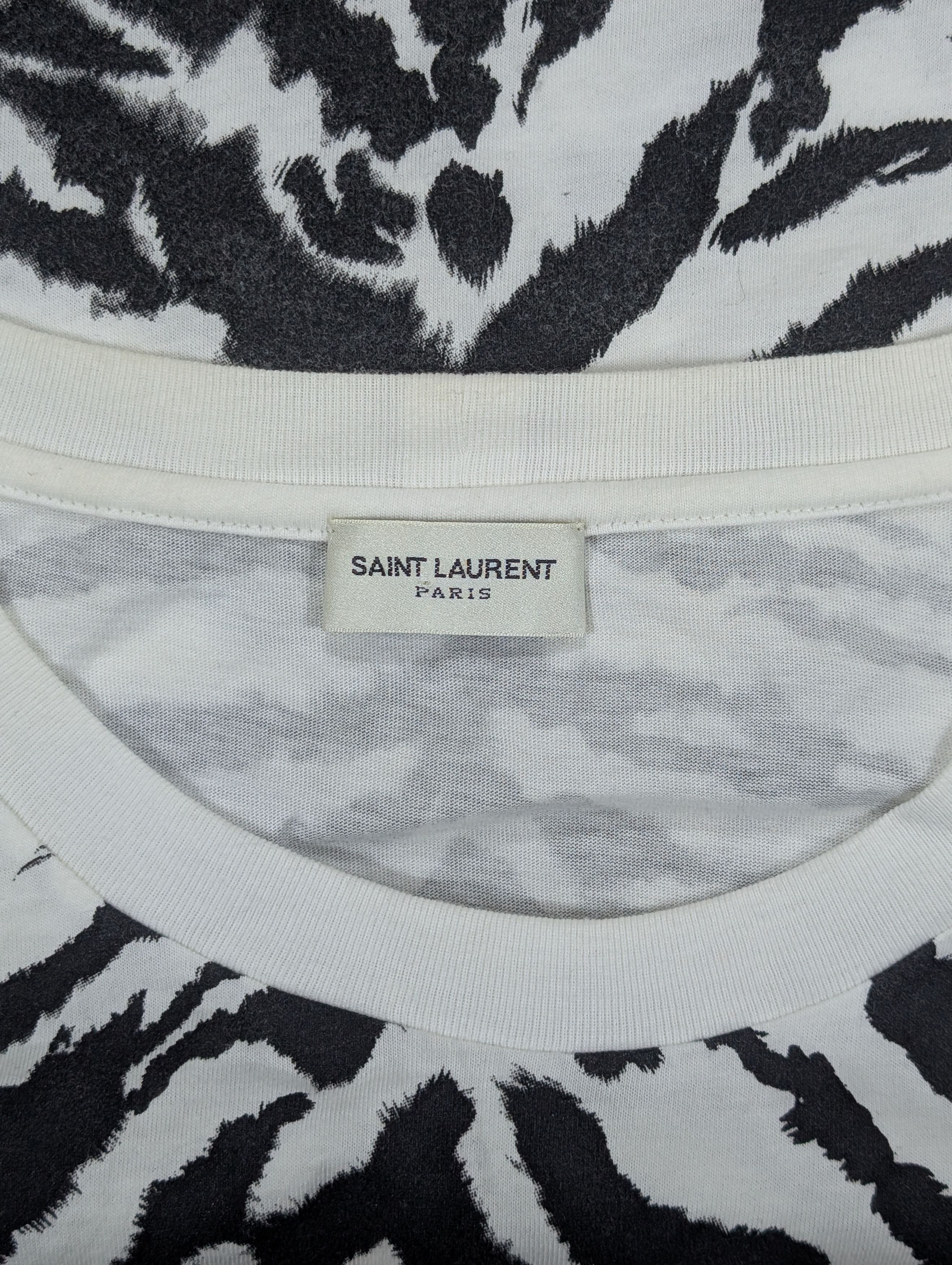 Saint Laurent Paris Saint Laurent 2013 Hedi Slimane White Black Zebra T Shirt Size US M / EU 48-50 / 2 - 4 Thumbnail
