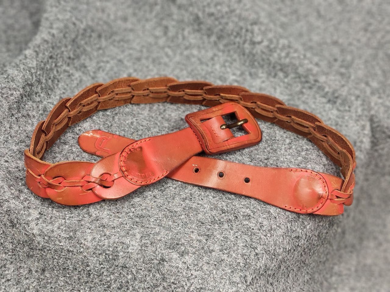 Diesel Vintage Diesel Brown Leather Braided Orange belt Y2K Style Size ONE SIZE - 9 Thumbnail