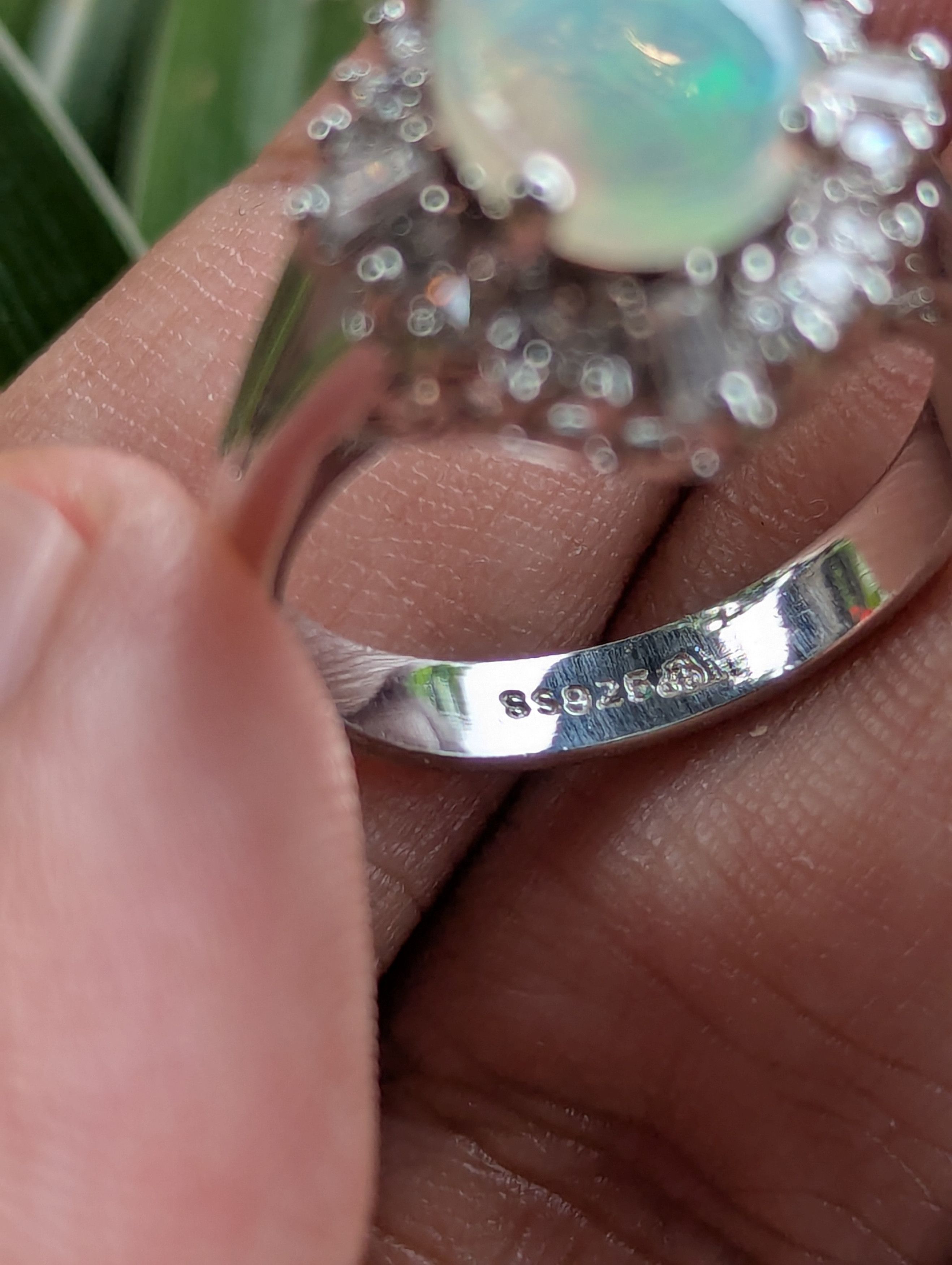 Jewelry 925 Sterling Silver Ring with White Diamond Size ONE SIZE - 5 Thumbnail