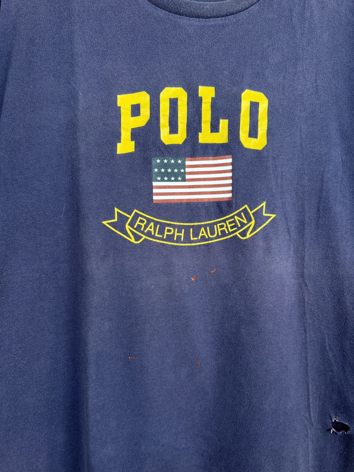 Polo Ralph Lauren × Vintage Polo Ralph Lauren vintage 90s faded distressed big logo tee Size US L / EU 52-54 / 3 - 10 Thumbnail