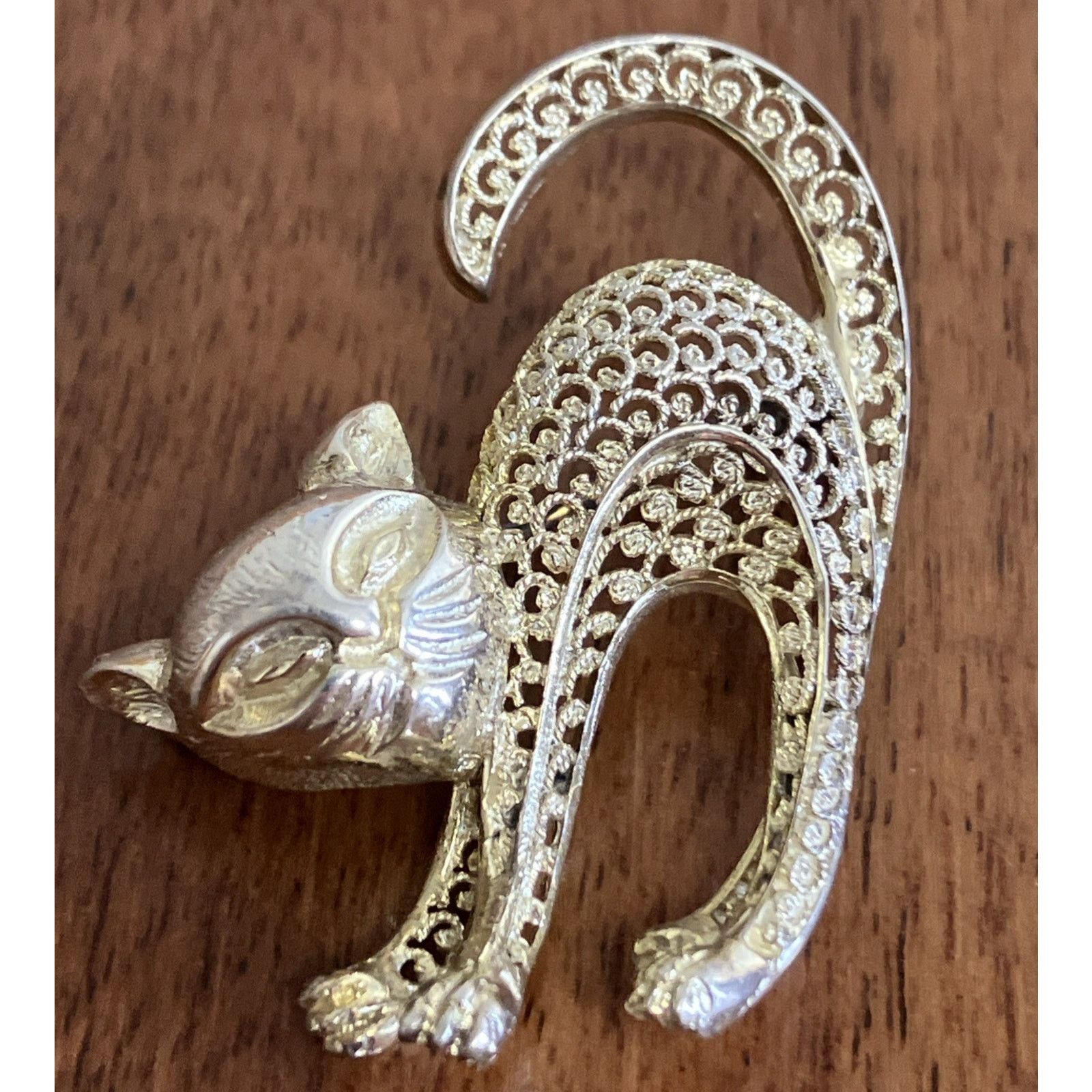 Other Vtg Scaredy Cat Sterling Silver Filigree Brooch Pin Germany Size ONE SIZE - 1 Thumbnail