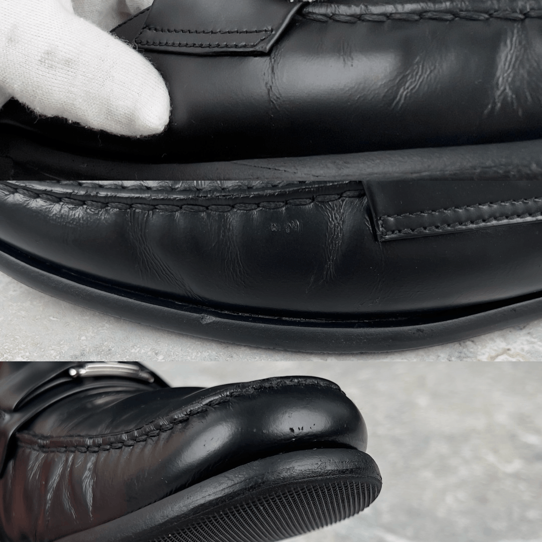 Louis Vuitton Major Open Back Loafers Mules Black Glazed Leather Size US 10 / EU 43 - 12 Thumbnail